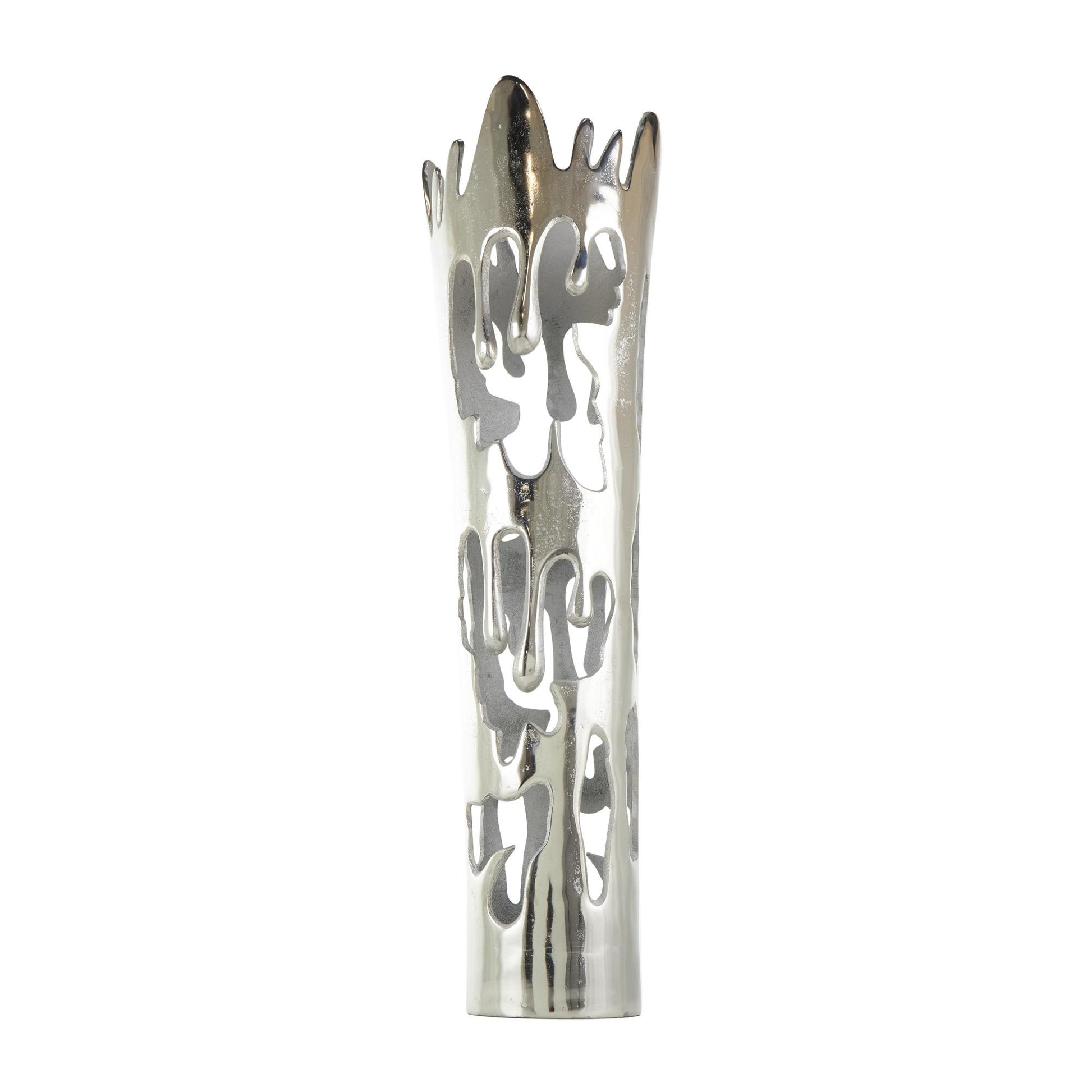 Abstract Aluminum Metal Tall Floor Drip Decorative Vase with Melting Designed Body