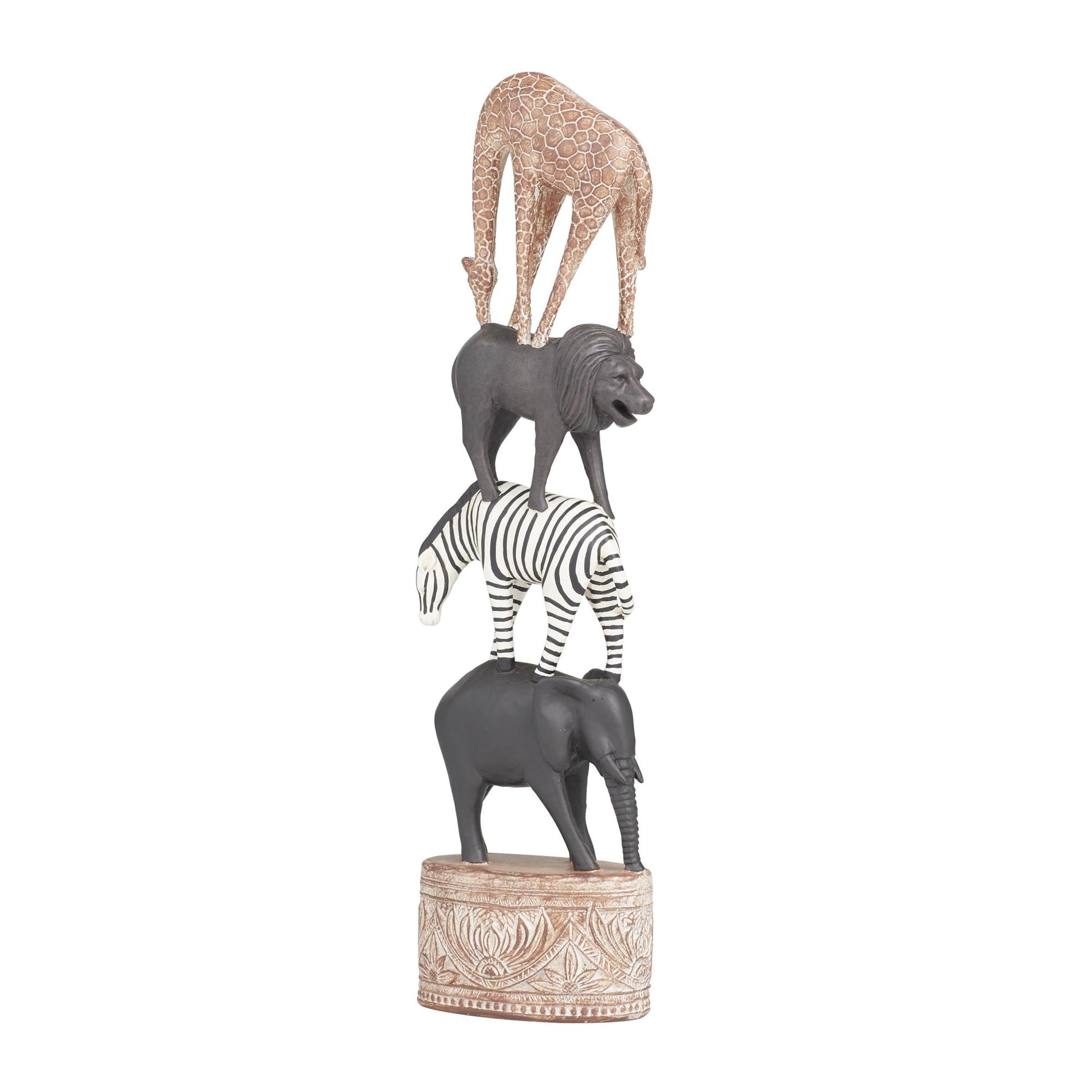 Safari Animals Multi Colored Polyresin Decorative Sculpture