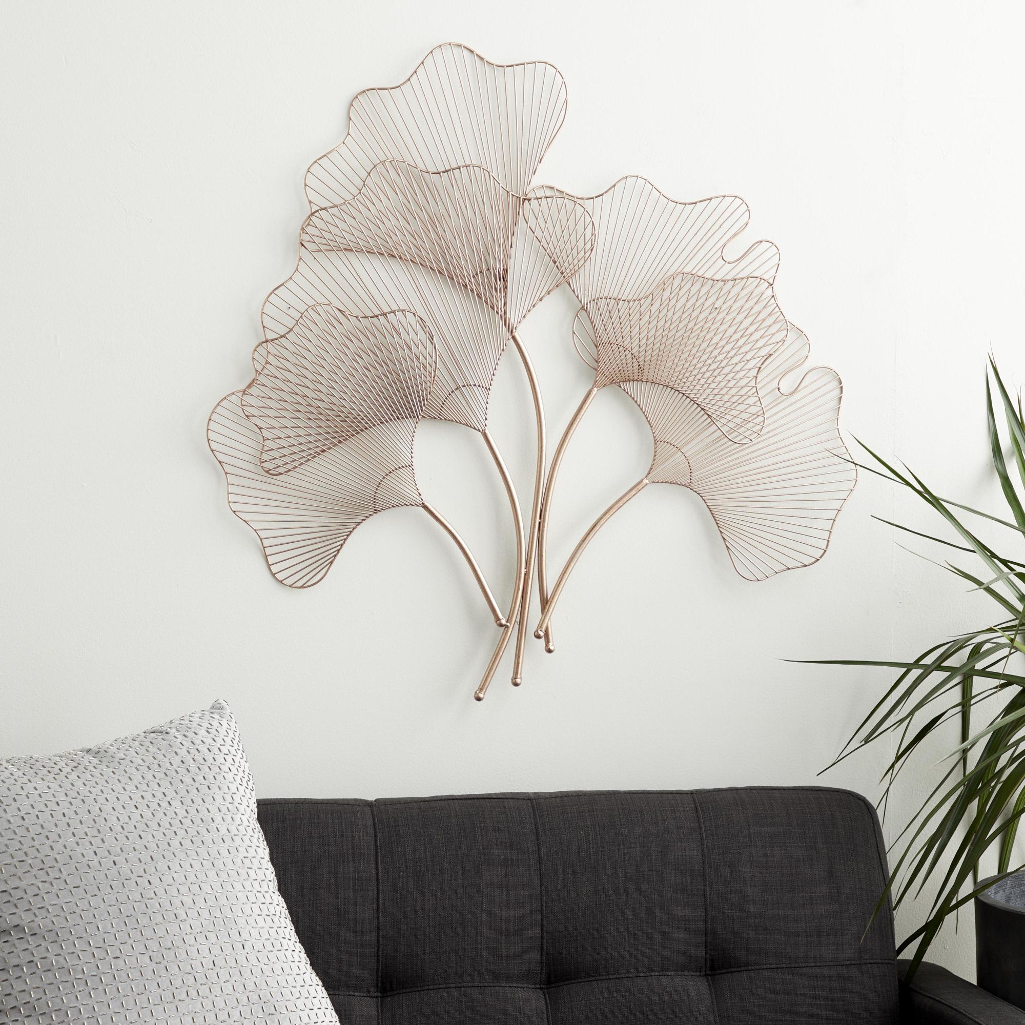 Floral Metal Wire Cutout Ginkgo Leaf Home Wall Decor