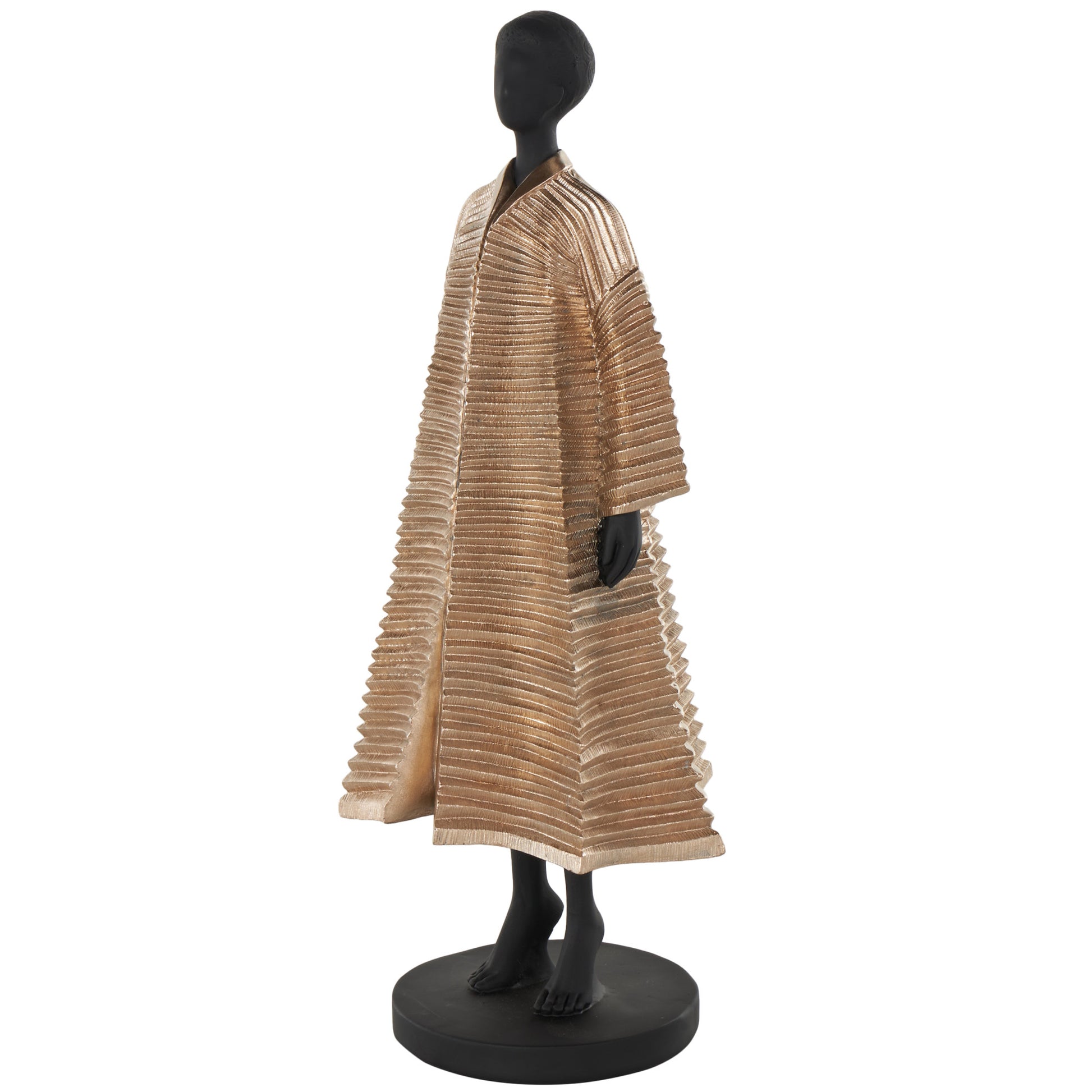 Woman Black Polyresin Decorative Sculpture with Ivory Attire