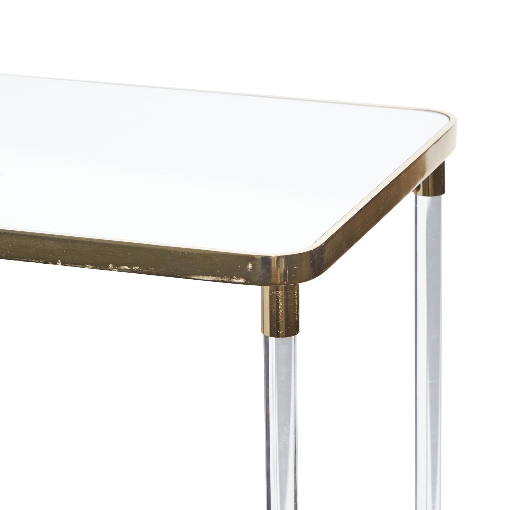 Metal Living Room Console Table with Mirrored Top and Acrylic Legs 44" x 19" x 32"