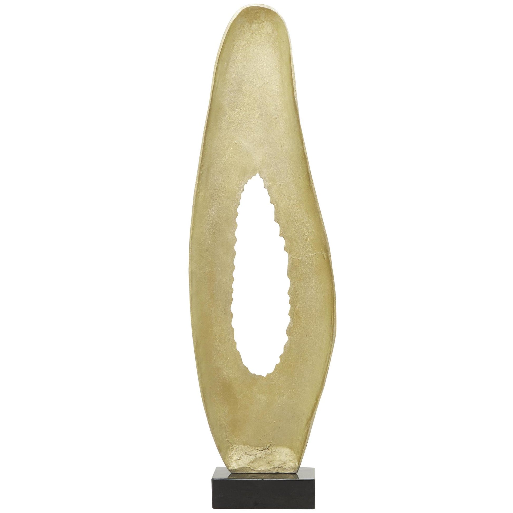 Abstract Aluminum Metal Teardrop Decorative Sculpture with Black Base