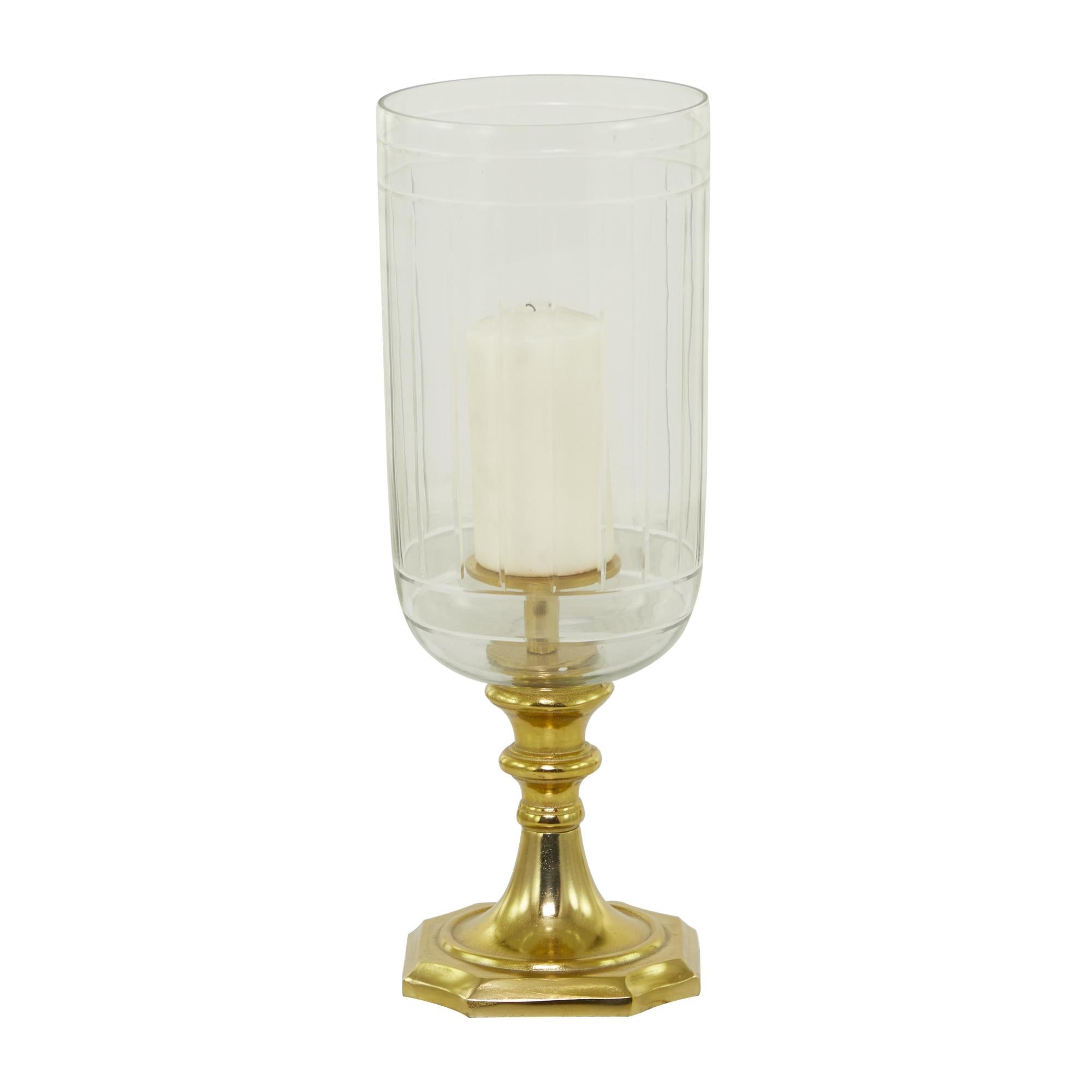 Gold Aluminum Metal Single Candle Room Hurricane Lamp