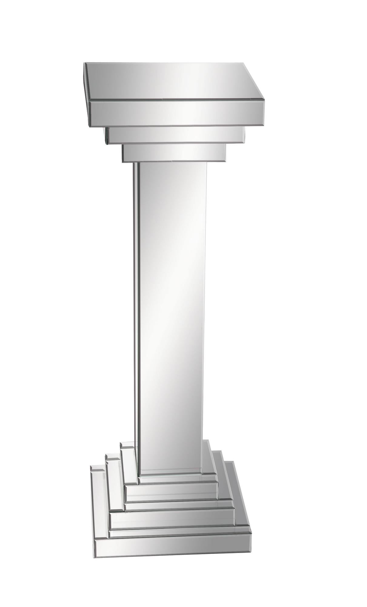 Silver Glass Mirrored Side End Pedestal Table