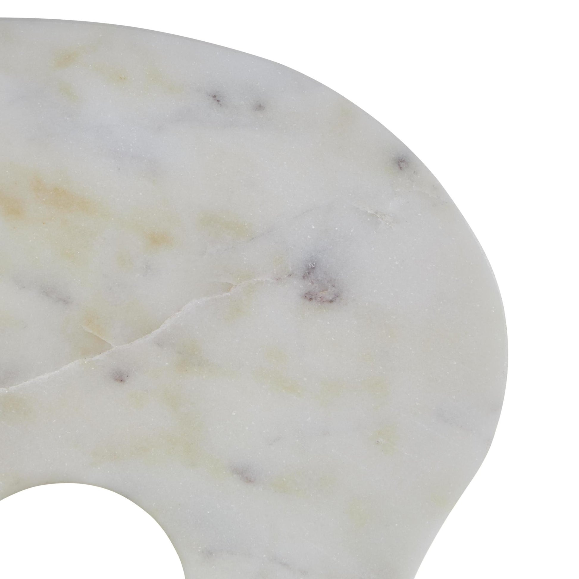 Set of 2 Elephant White Marble Rounded Abstract Decorative Sculpture with Gray Marble Veins and Cutouts