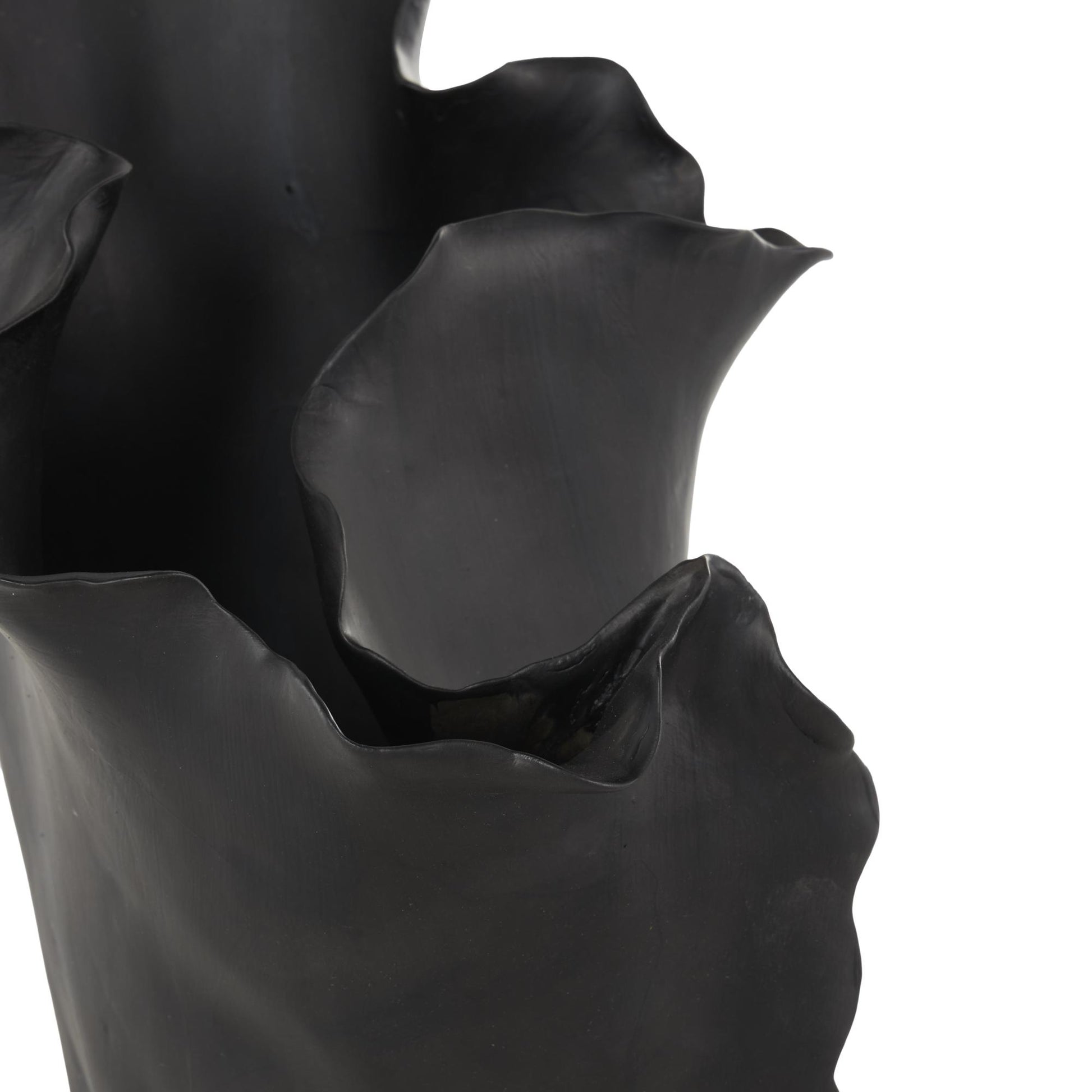 Abstract Ceramic Floral Inspired Decorative Vase with Wavy Folded Rim