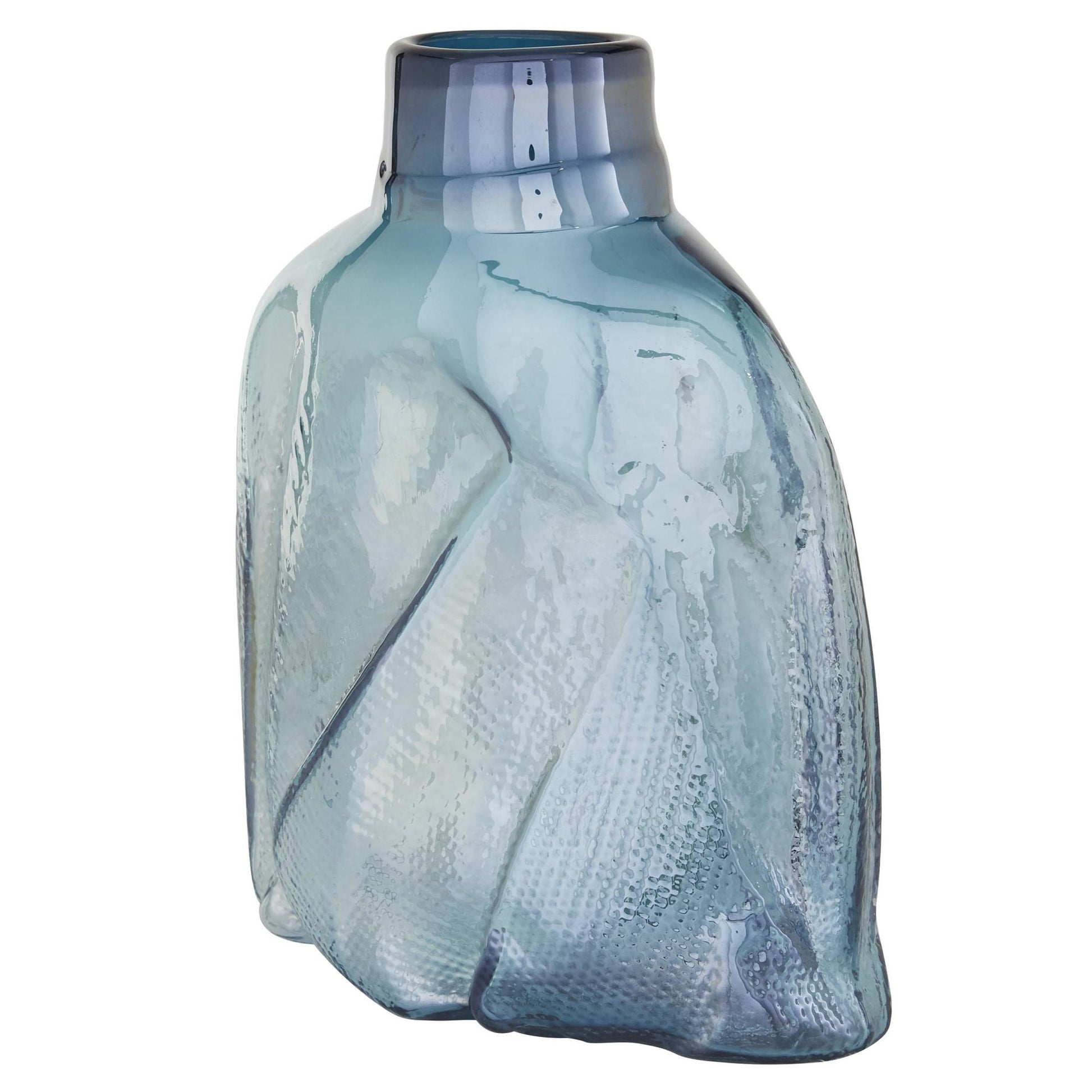 Abstract Blue Glass Handmade Blown Decorative Vase