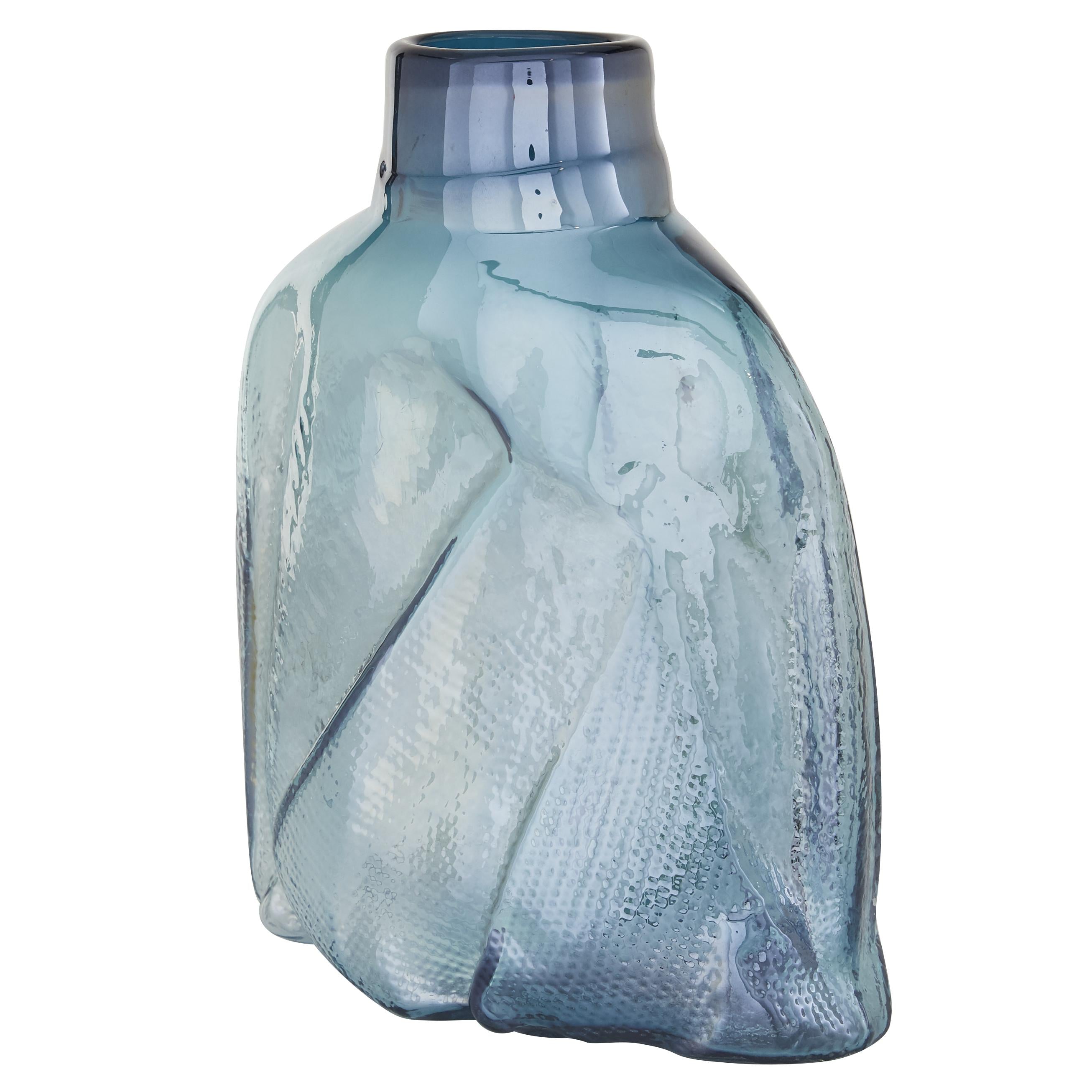 Abstract Blue Glass Handmade Blown Decorative Vase
