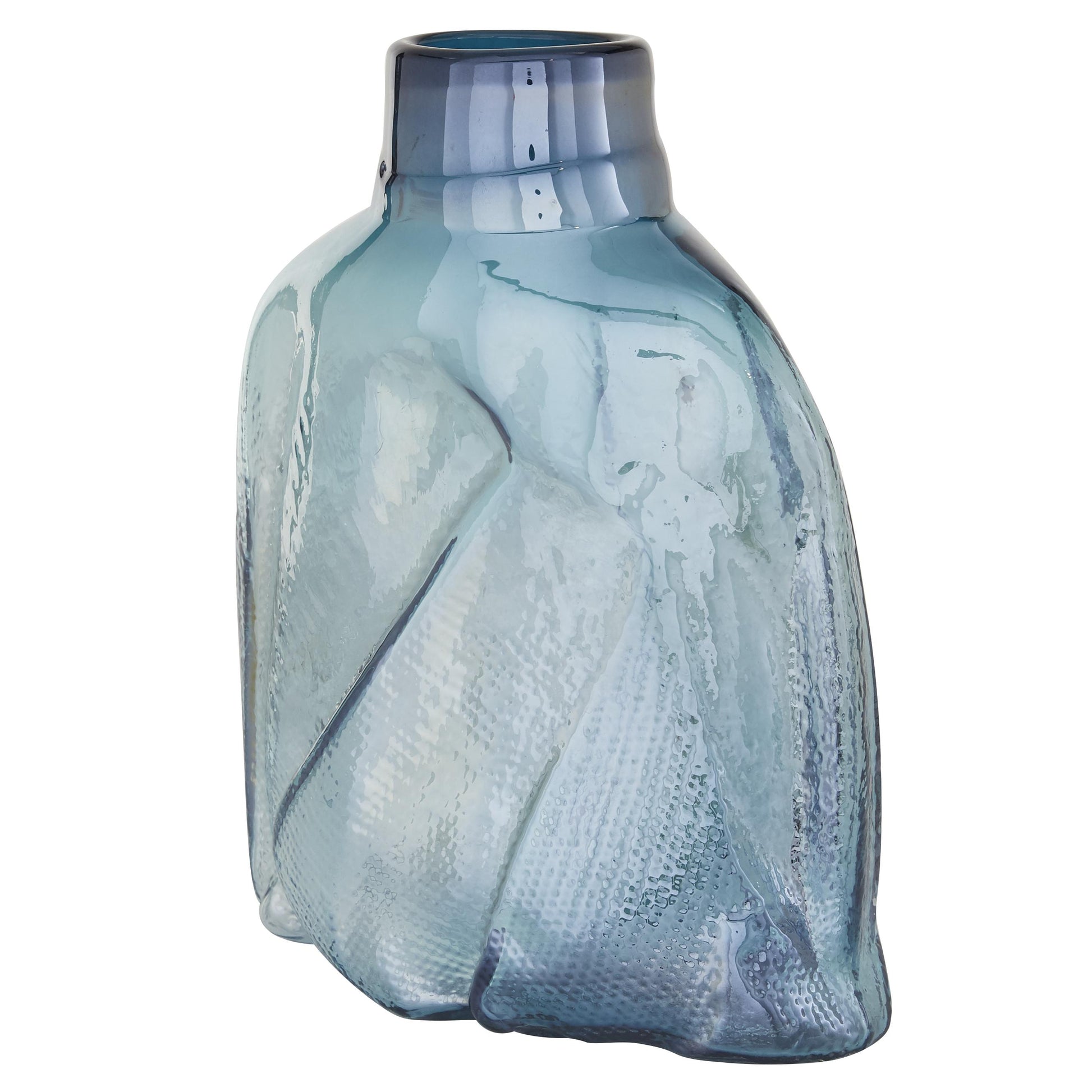 Abstract Blue Glass Handmade Blown Decorative Vase