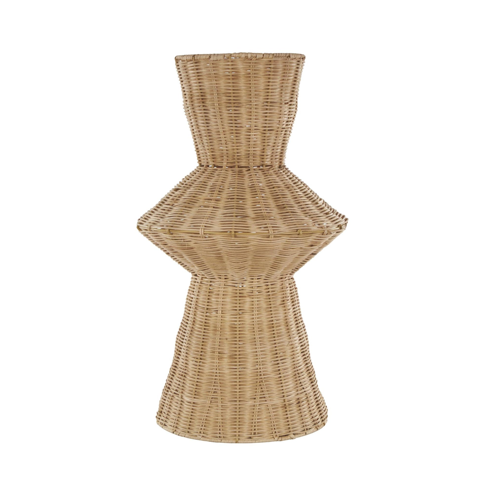 Brown Rattan Handmade Woven Tapered Fluted Decorative Vase