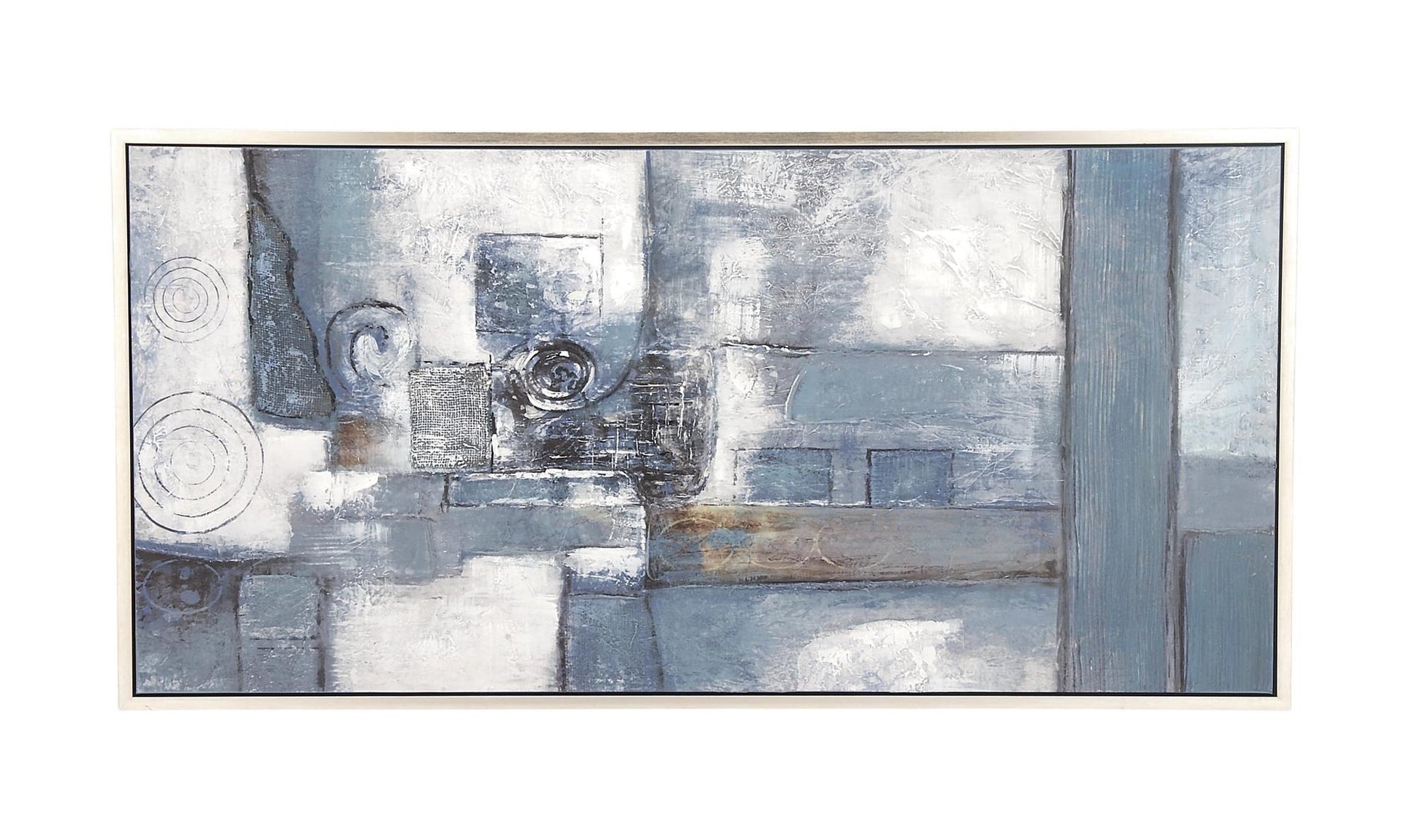 Geometric Gray Canvas Living Room Framed Wall Art with Silver Frame