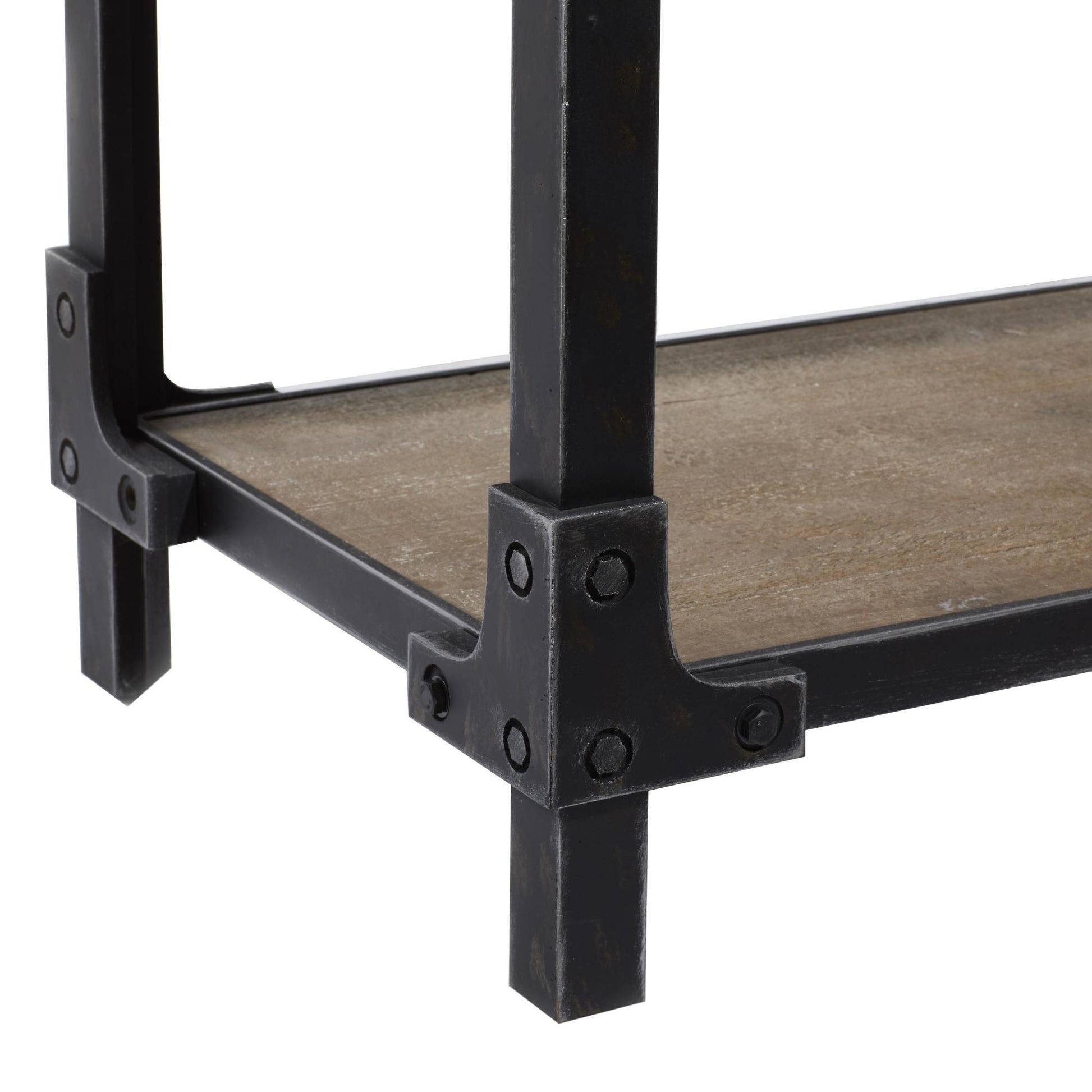 Brown Wood 2 Shelf Living Room Console Table
