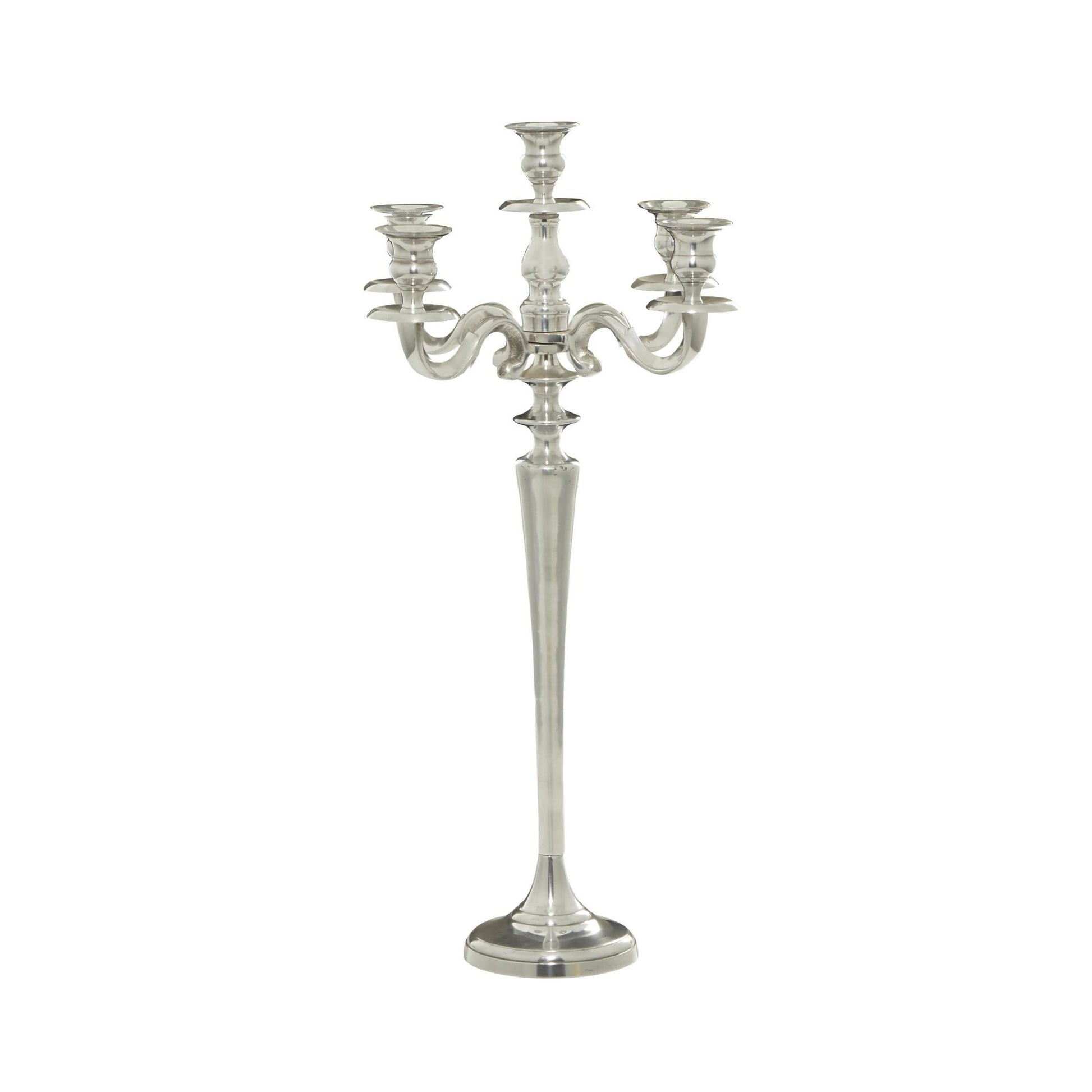 Scroll Silver Aluminum Metal Tall Decorative Candelabra