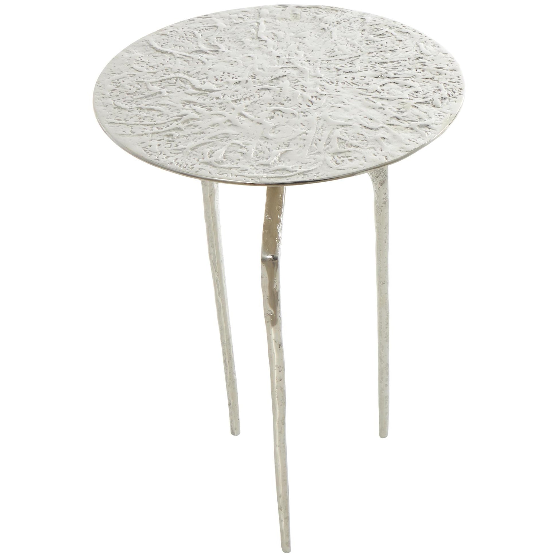 Geometric Aluminum Metal Slim Textured Side End Accent Table