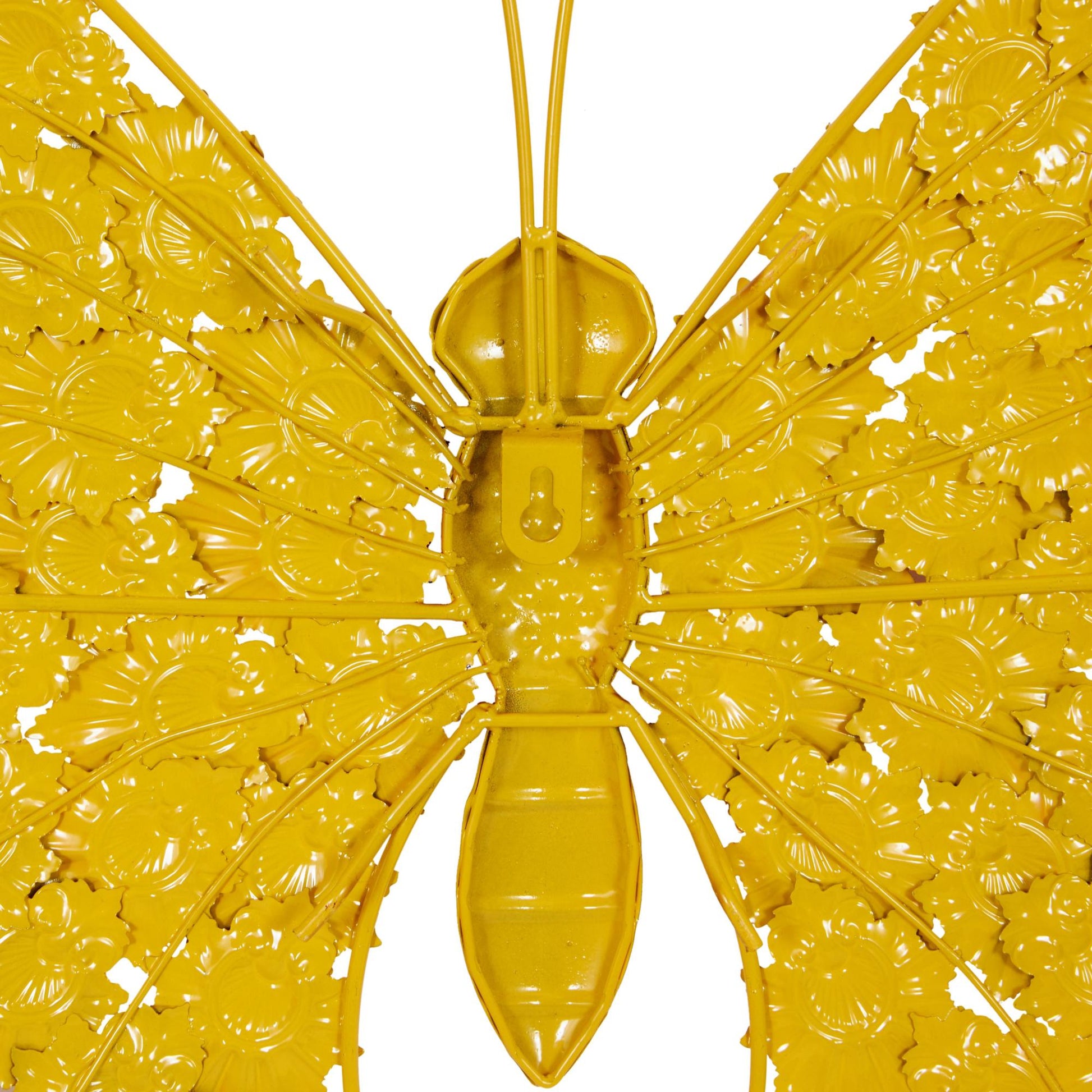 Set of 2 Butterfly Yellow Metal Home Wall Decor