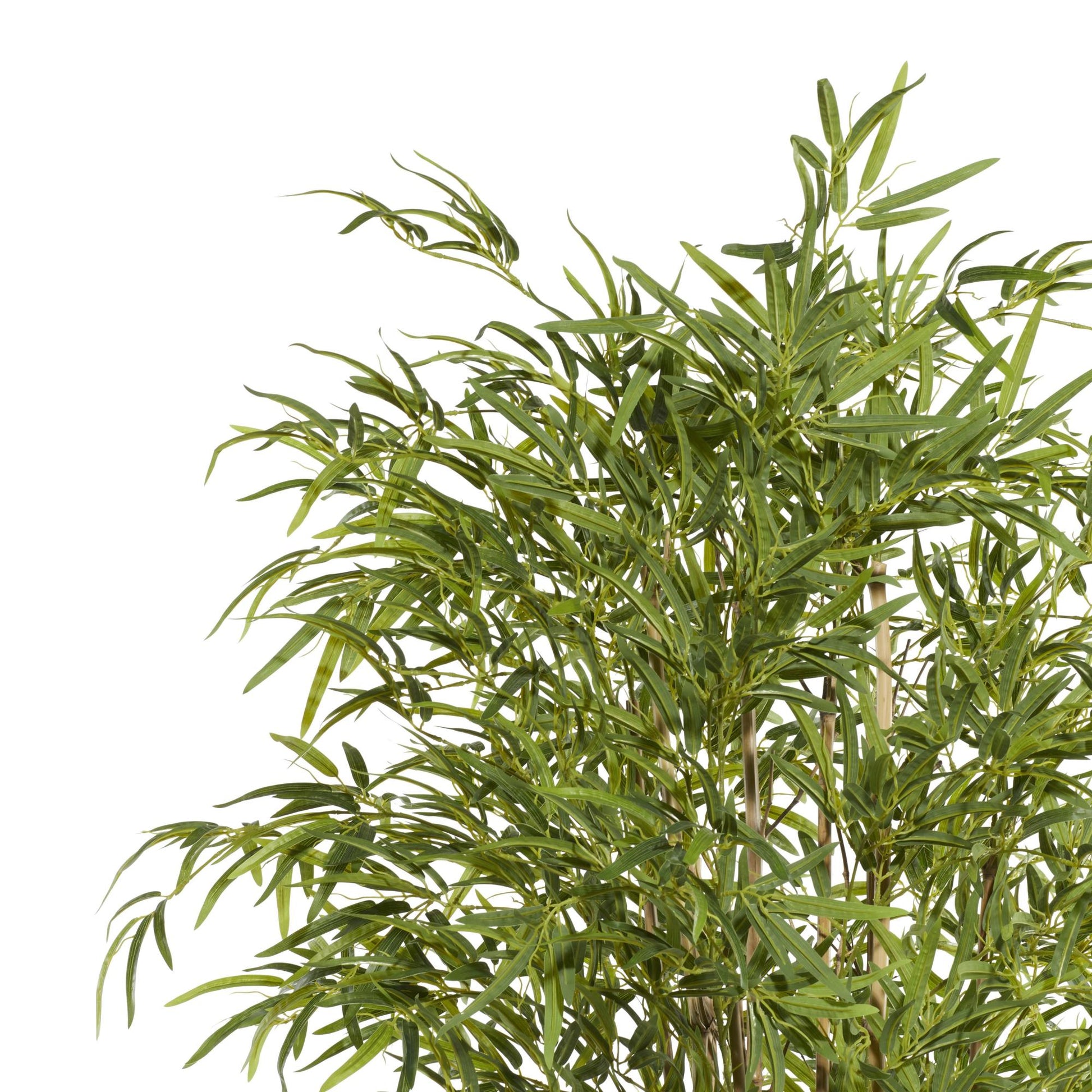 Bamboo Green Faux Foliage Indoor Outdoor Artificial Tree with Realistic Leaves and White Fiberglass Pot