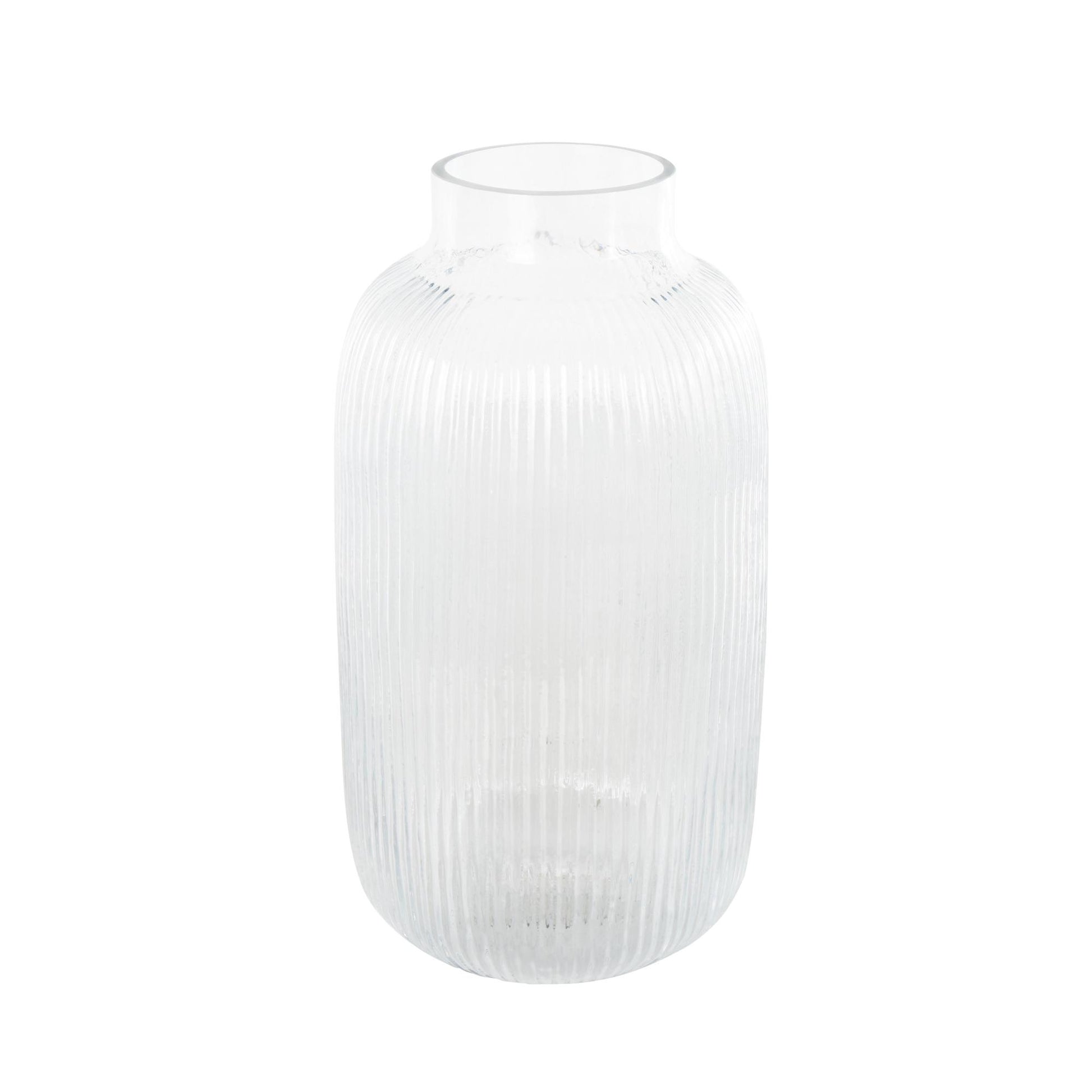 Clear Glass Ribbed Decorative Vase