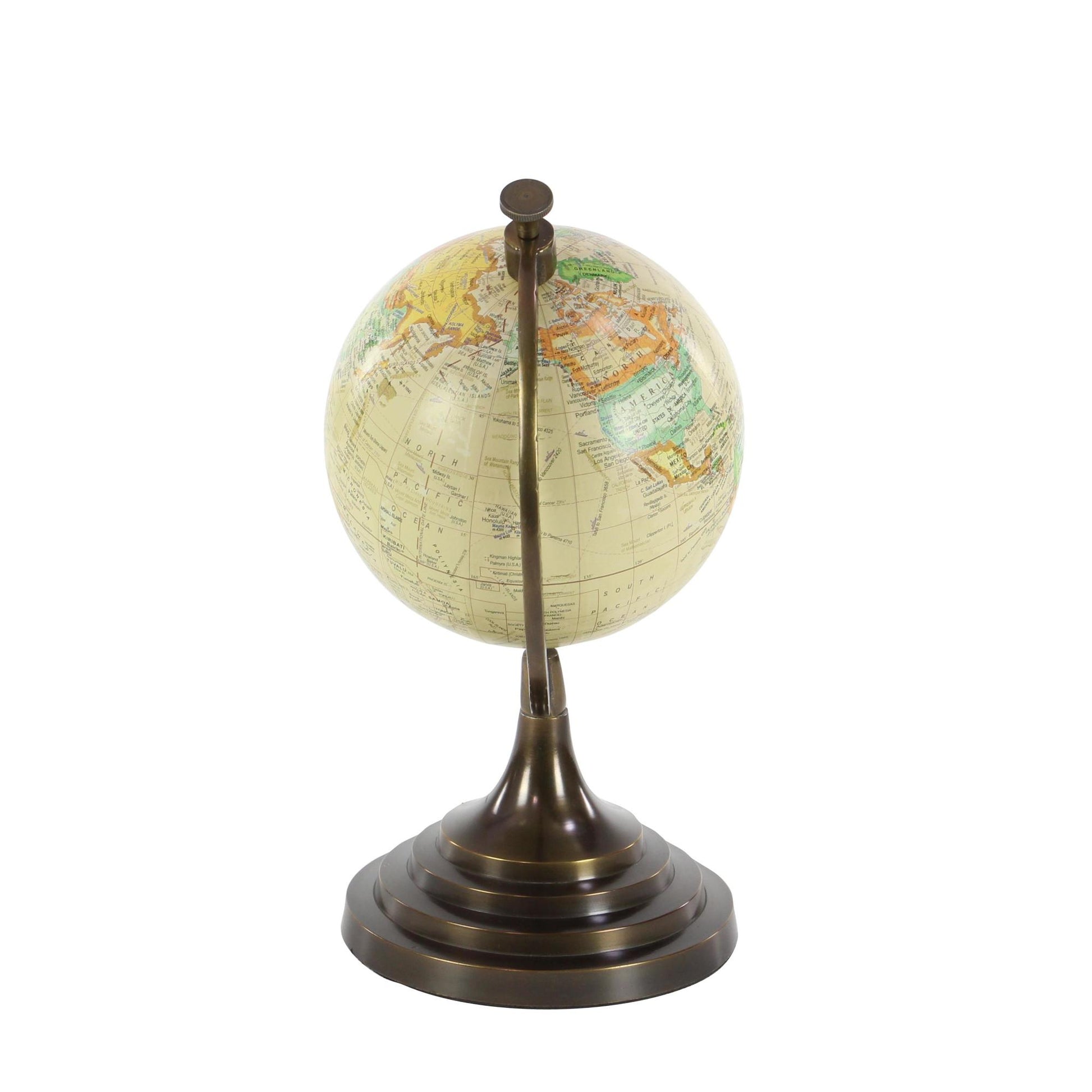 World Map Copper Aluminum Metal Educational/Geographic Earth Globe