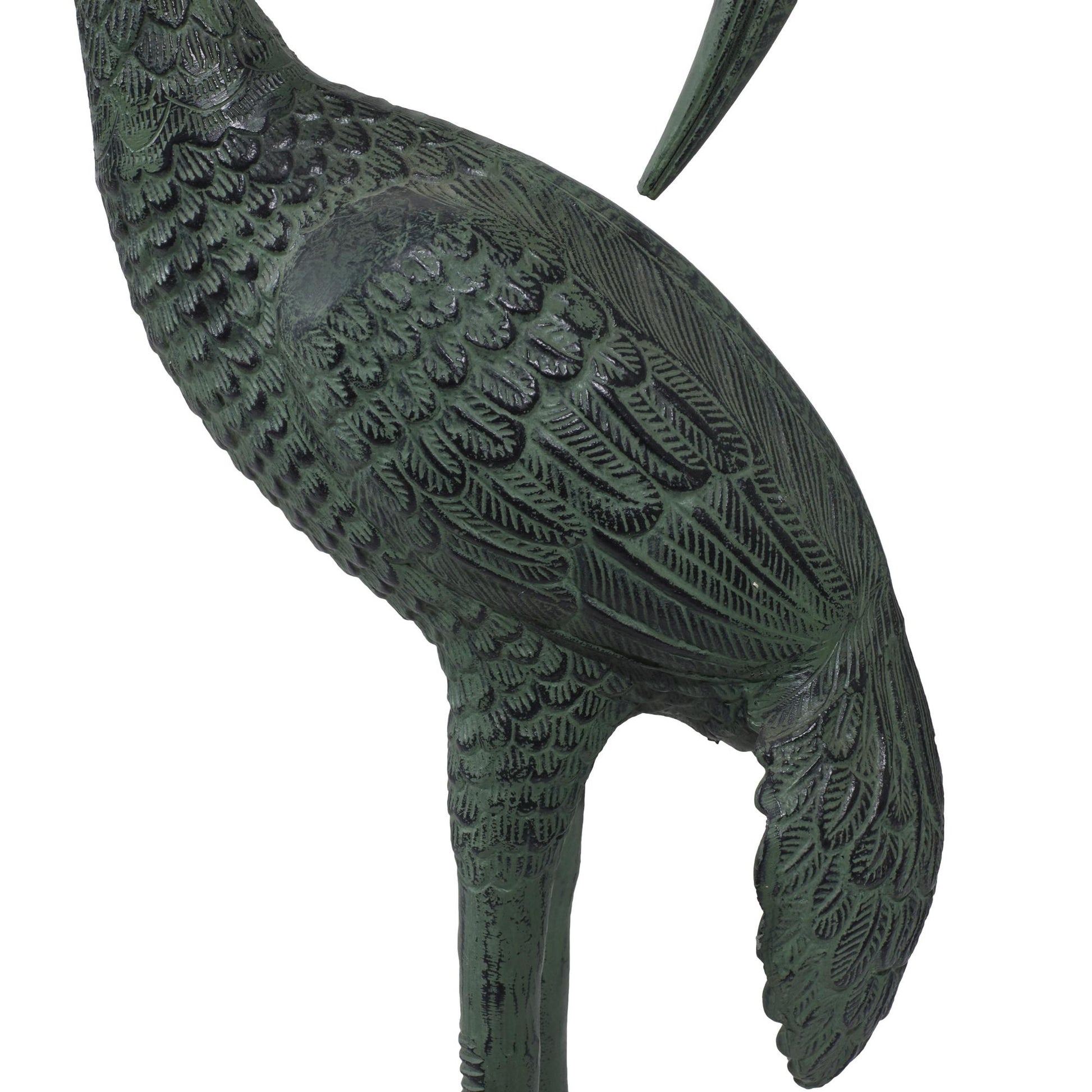 Set of 2 Crane Green Aluminum Metal Tall Indoor Outdoor Decorative Garden Sculpture