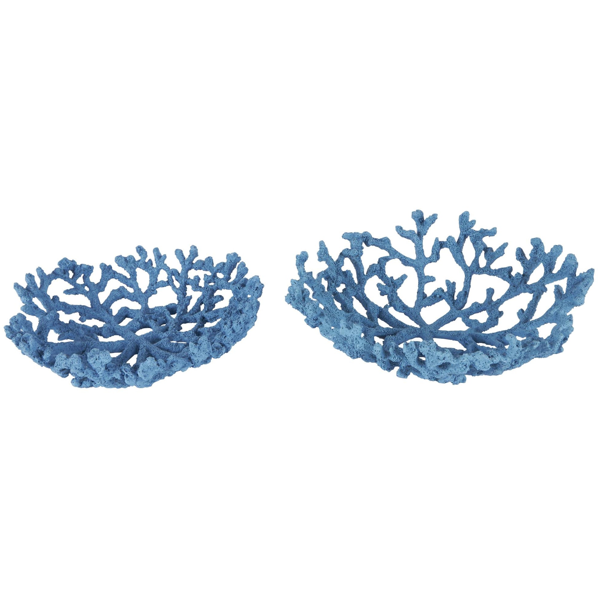 Set of 2 Coral Resin Textured Large Decorative Bowl