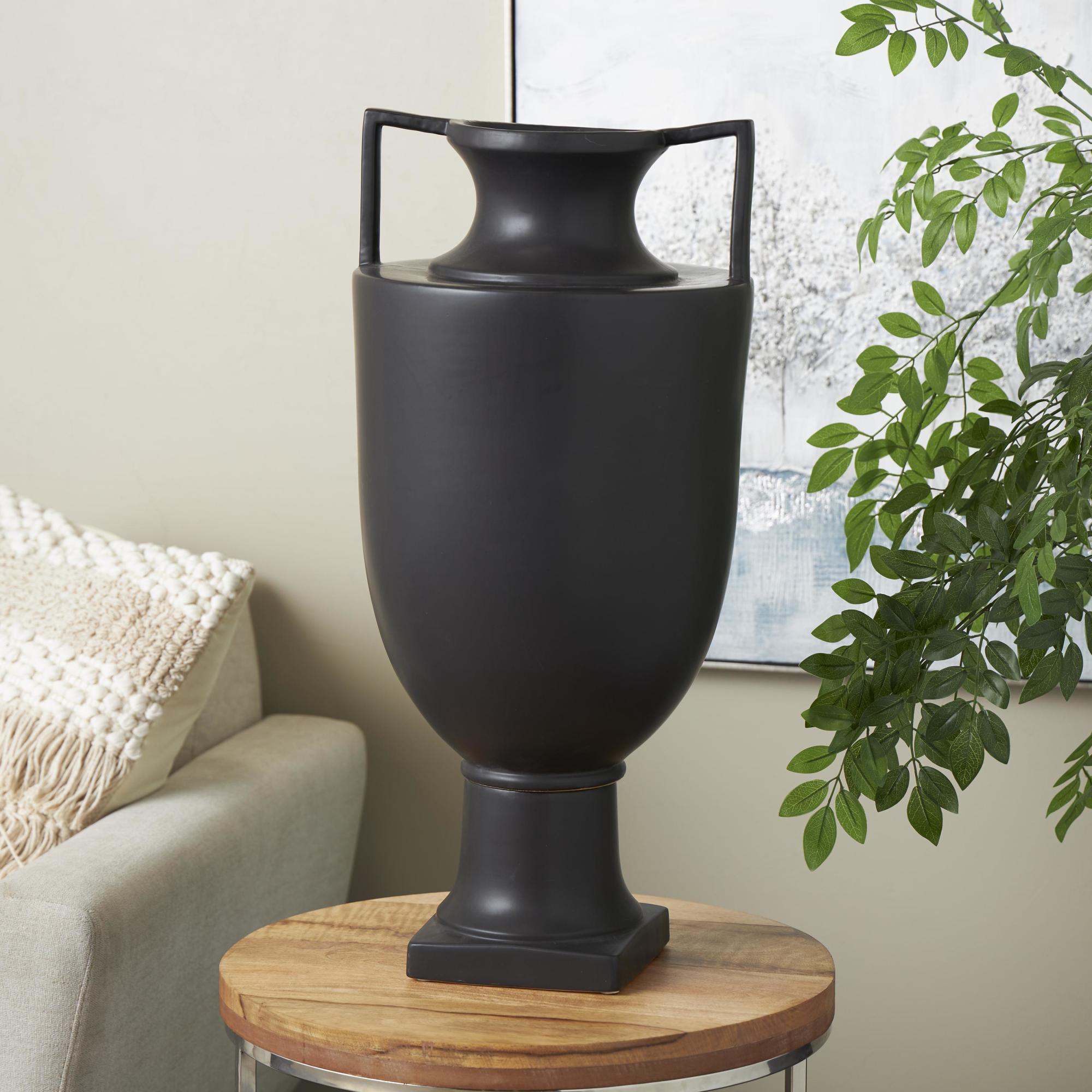 Ceramic Sleek Amphora Decorative Vase with Handles 10" x 10" x 22"