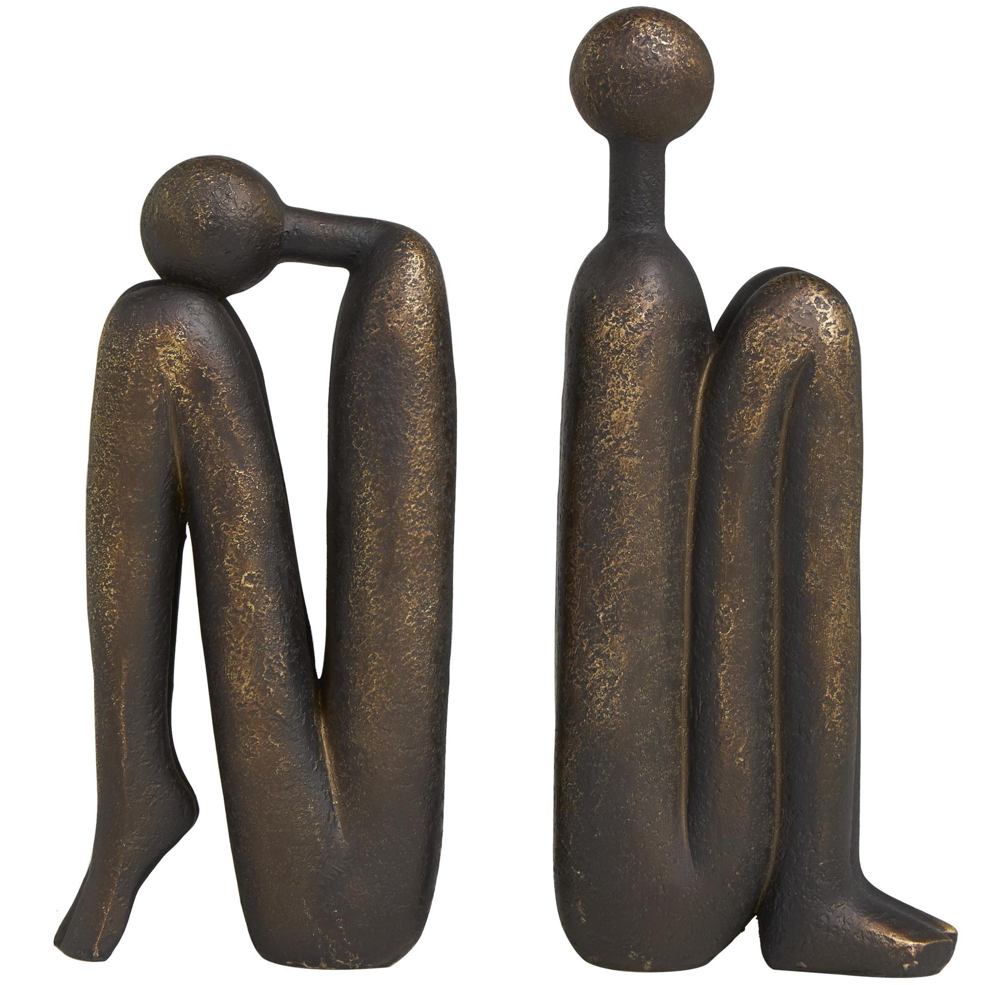 Set of 2 People Polystone Decorative Bookends