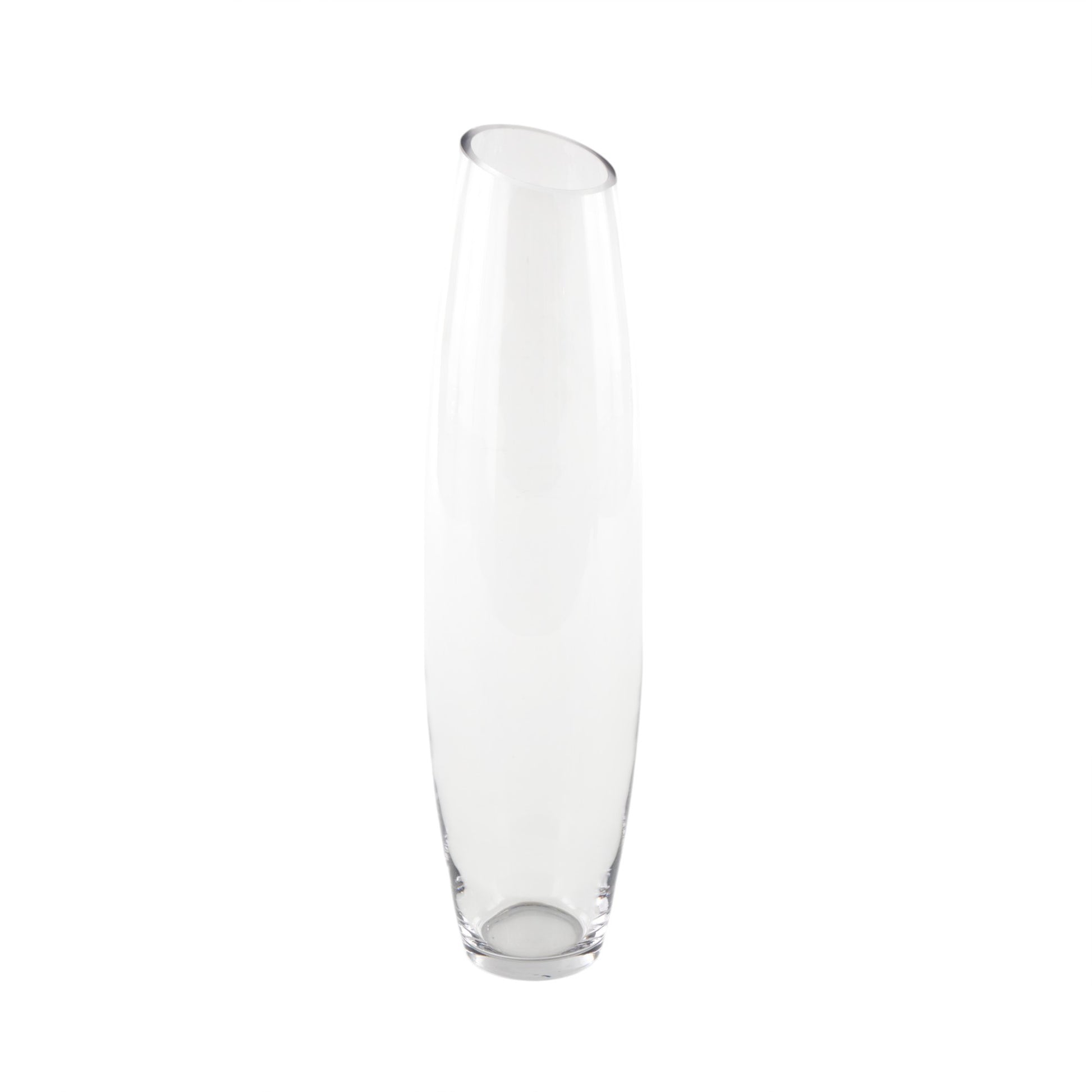 Clear Glass Tall Slanted Decorative Vase
