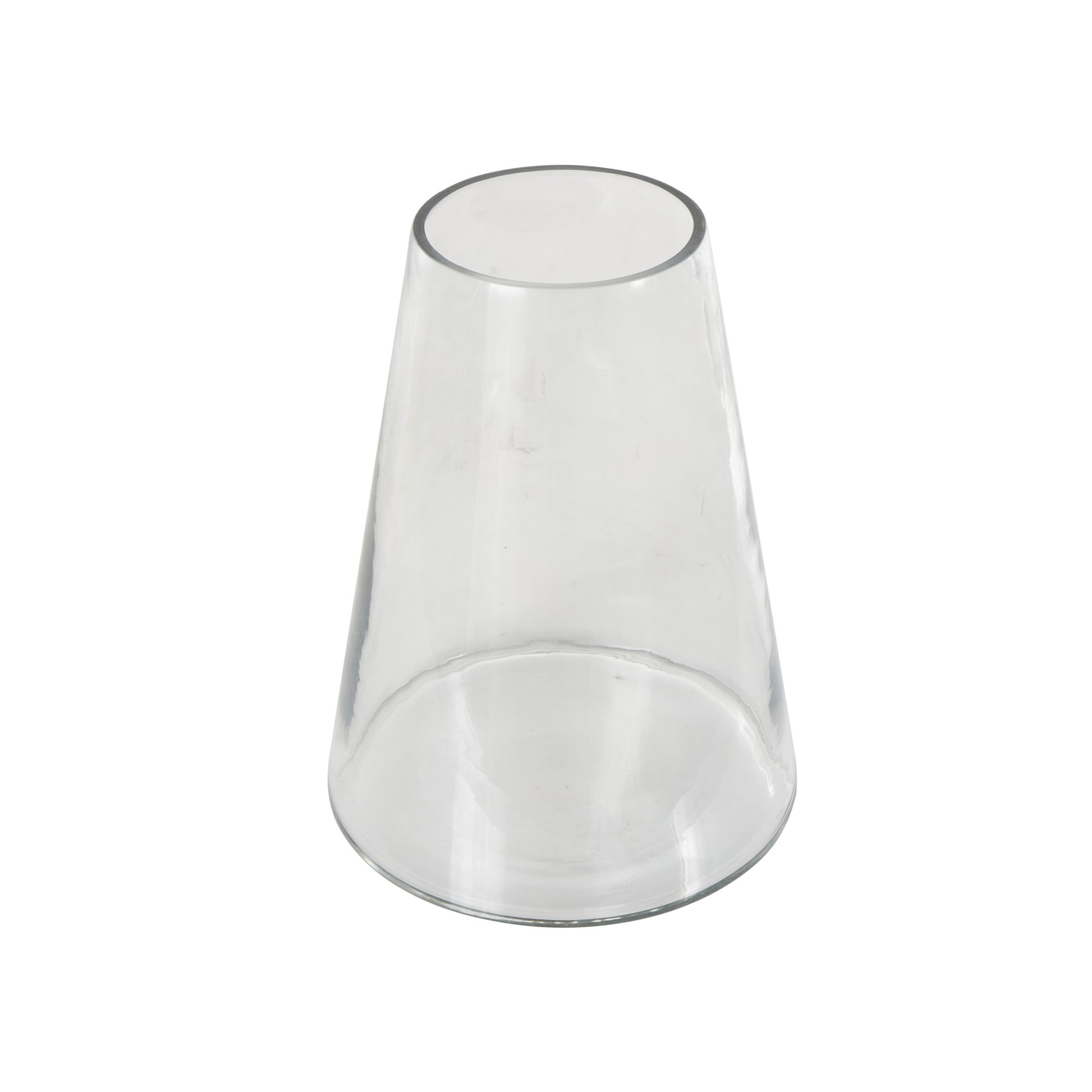 Clear Glass Cone Shaped Decorative Vase