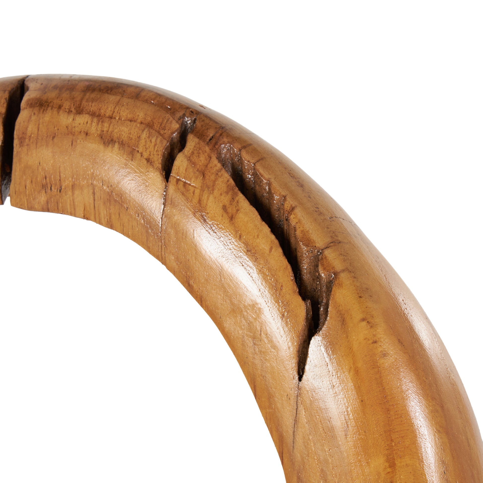 Abstract Brown Teak Wood Handmade Round Decorative Sculpture