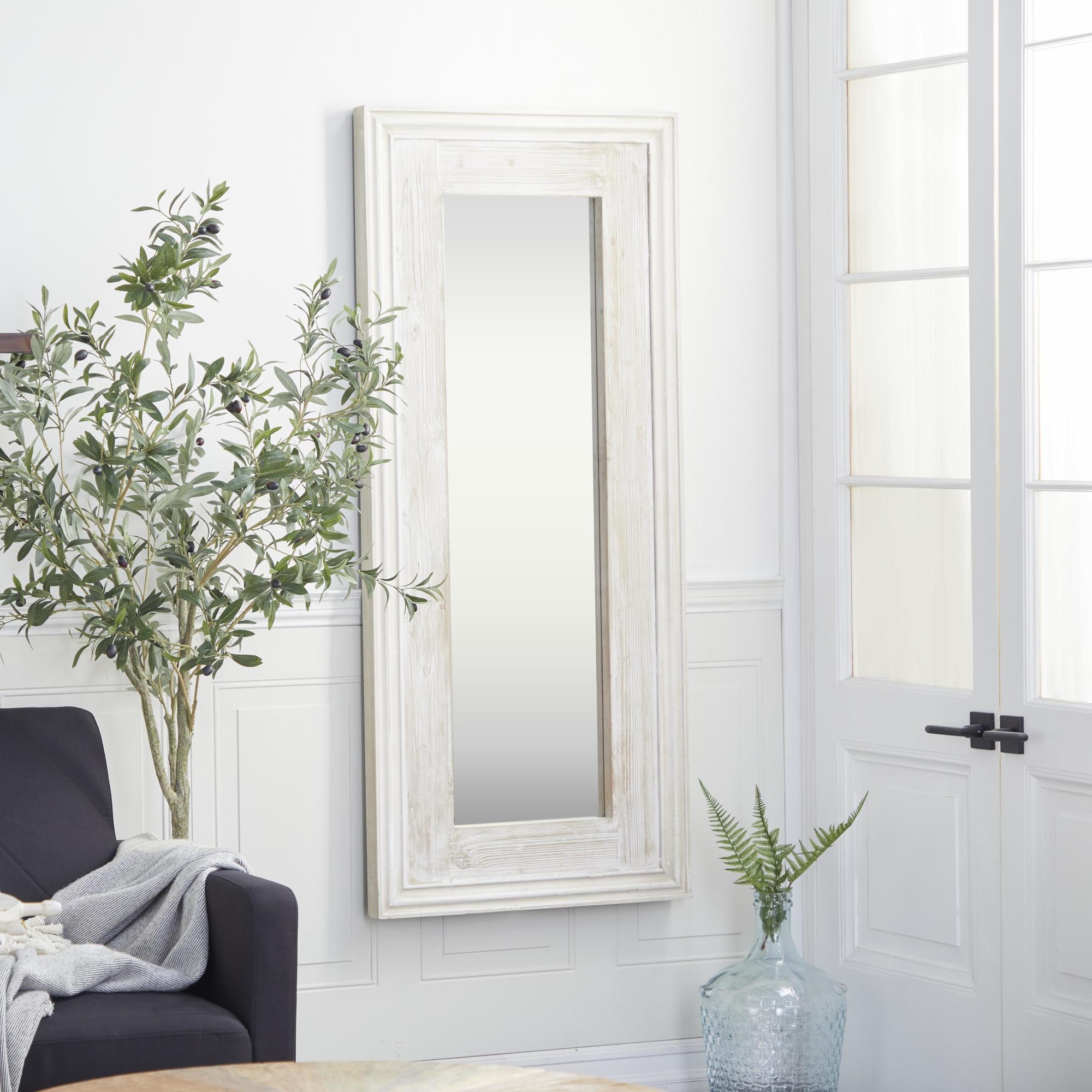 White Wood Room Wall Mirror