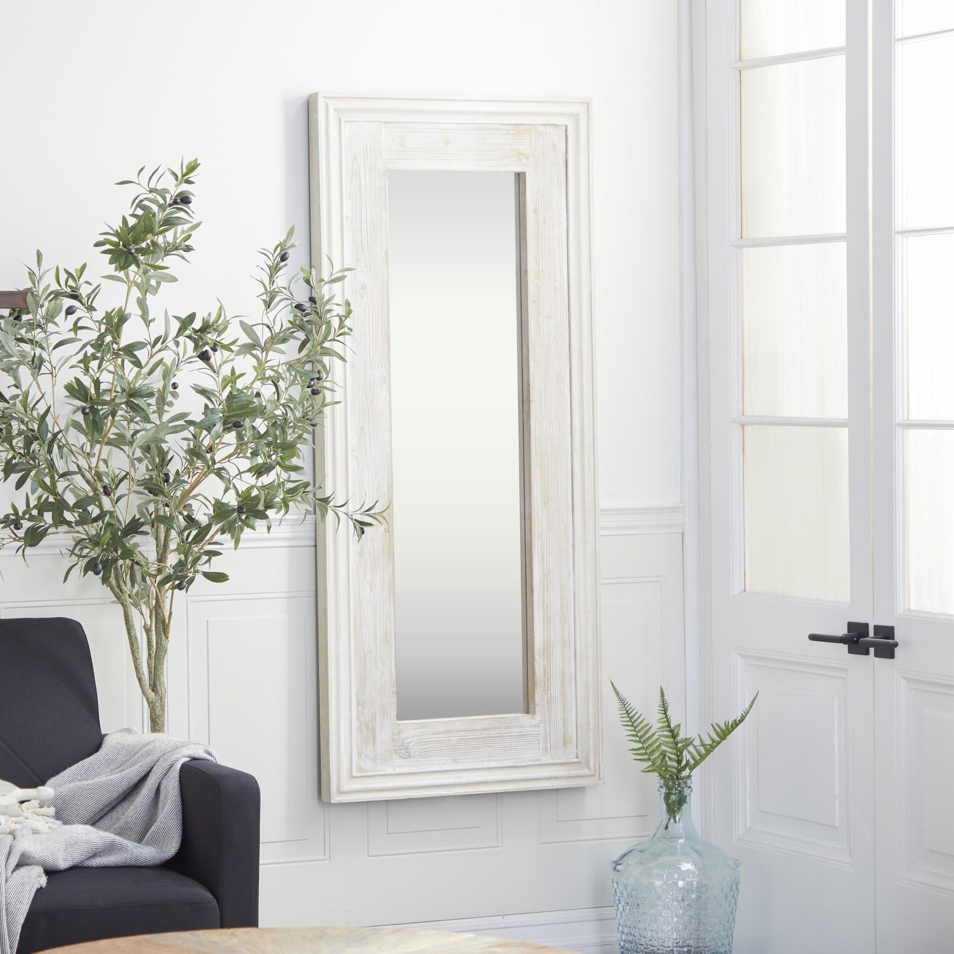 White Wood Room Wall Mirror
