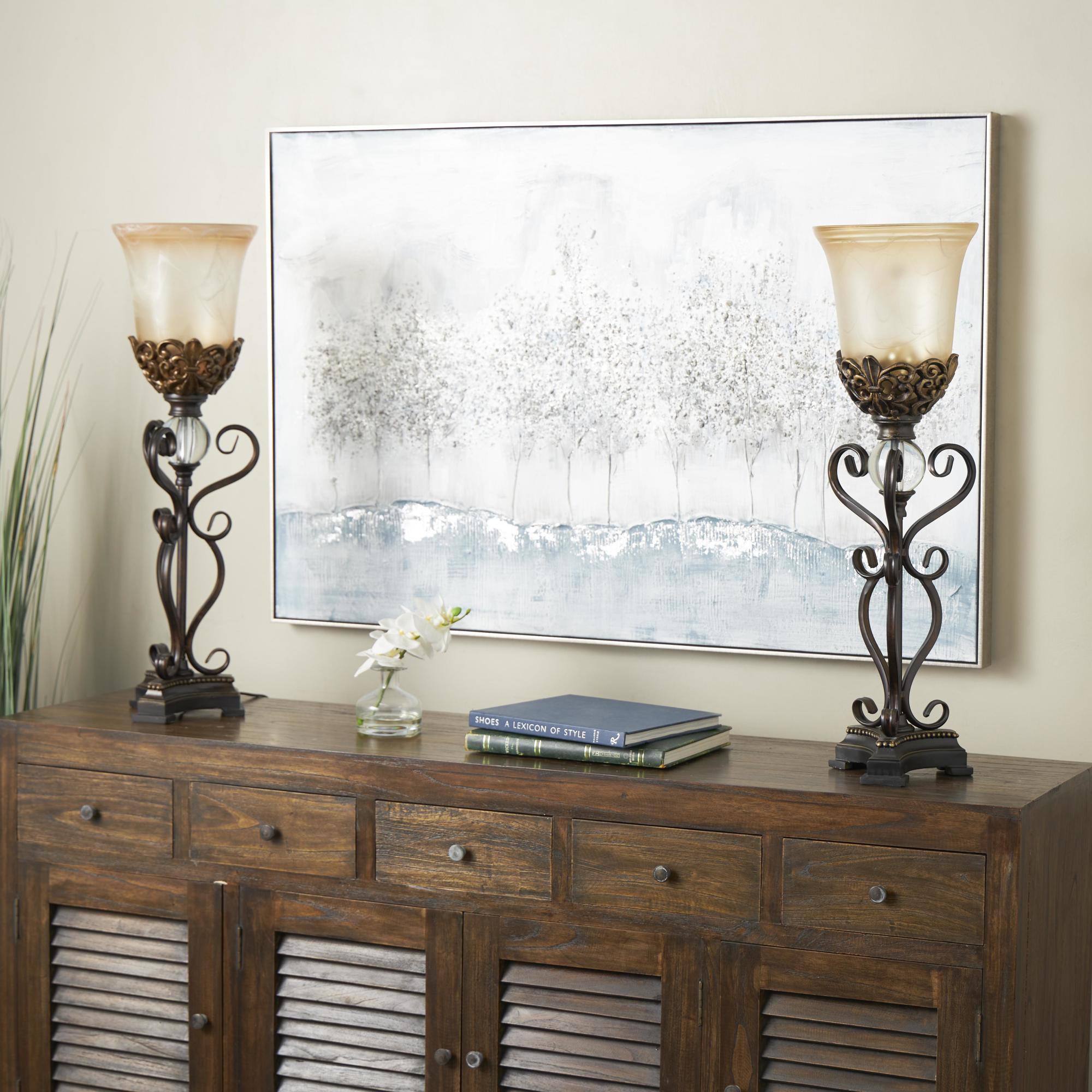 Set of 2 Scroll Brown Metal Room Uplight