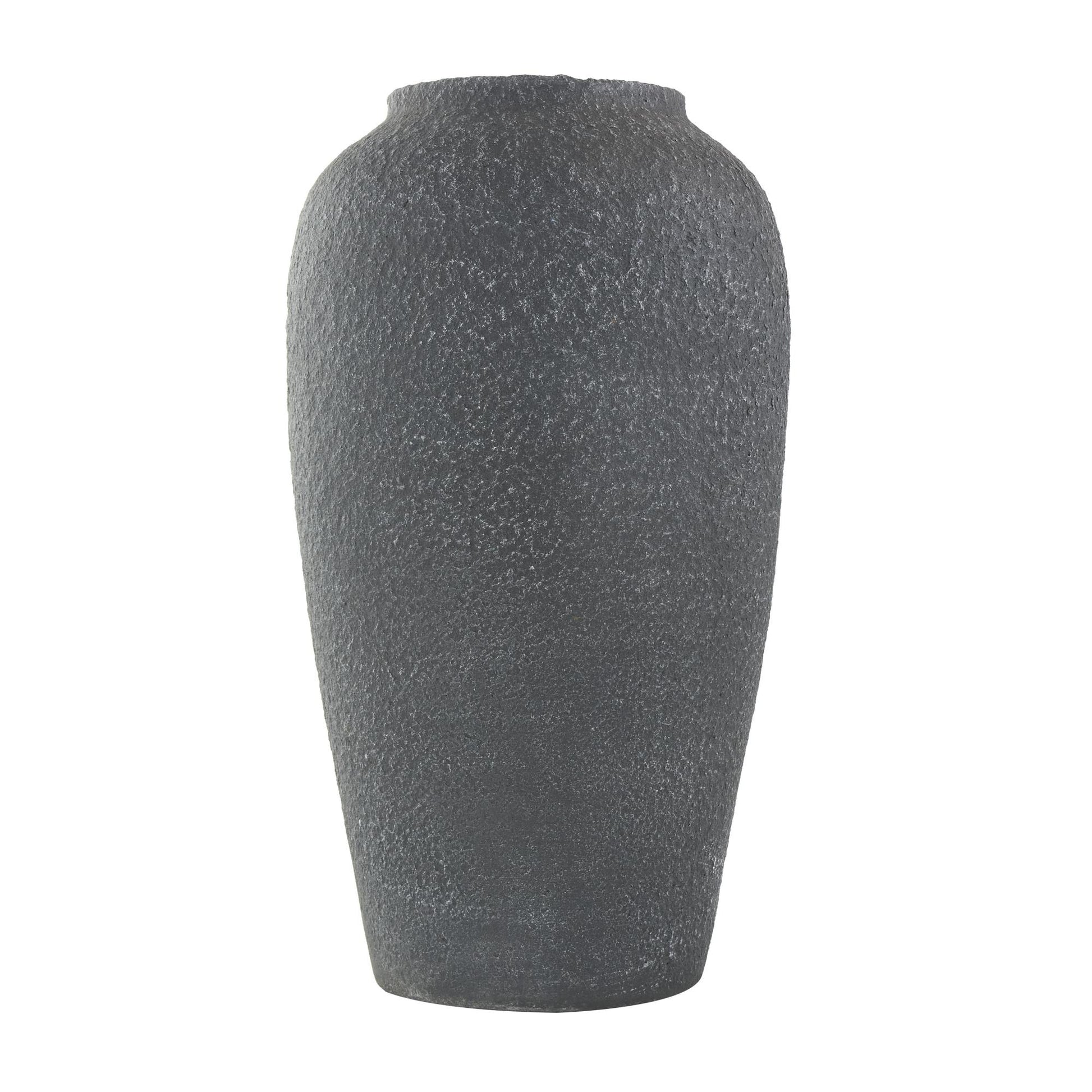 Black Ceramic Whitewashed Textured Decorative Vase