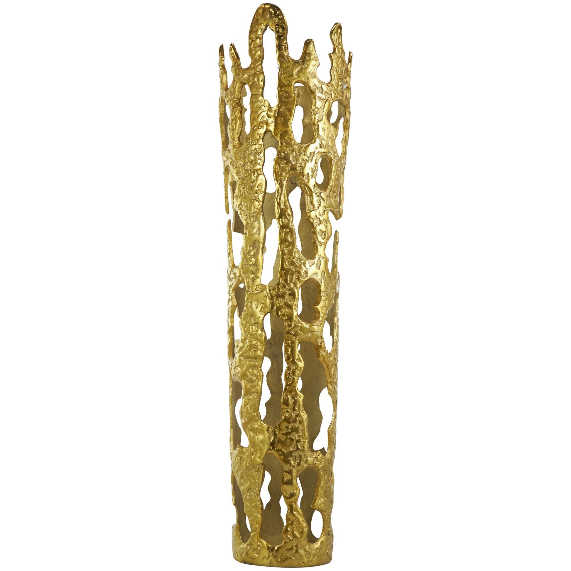 Abstract Aluminum Metal Tall Floor Drip Decorative Vase with Melting Designed Body