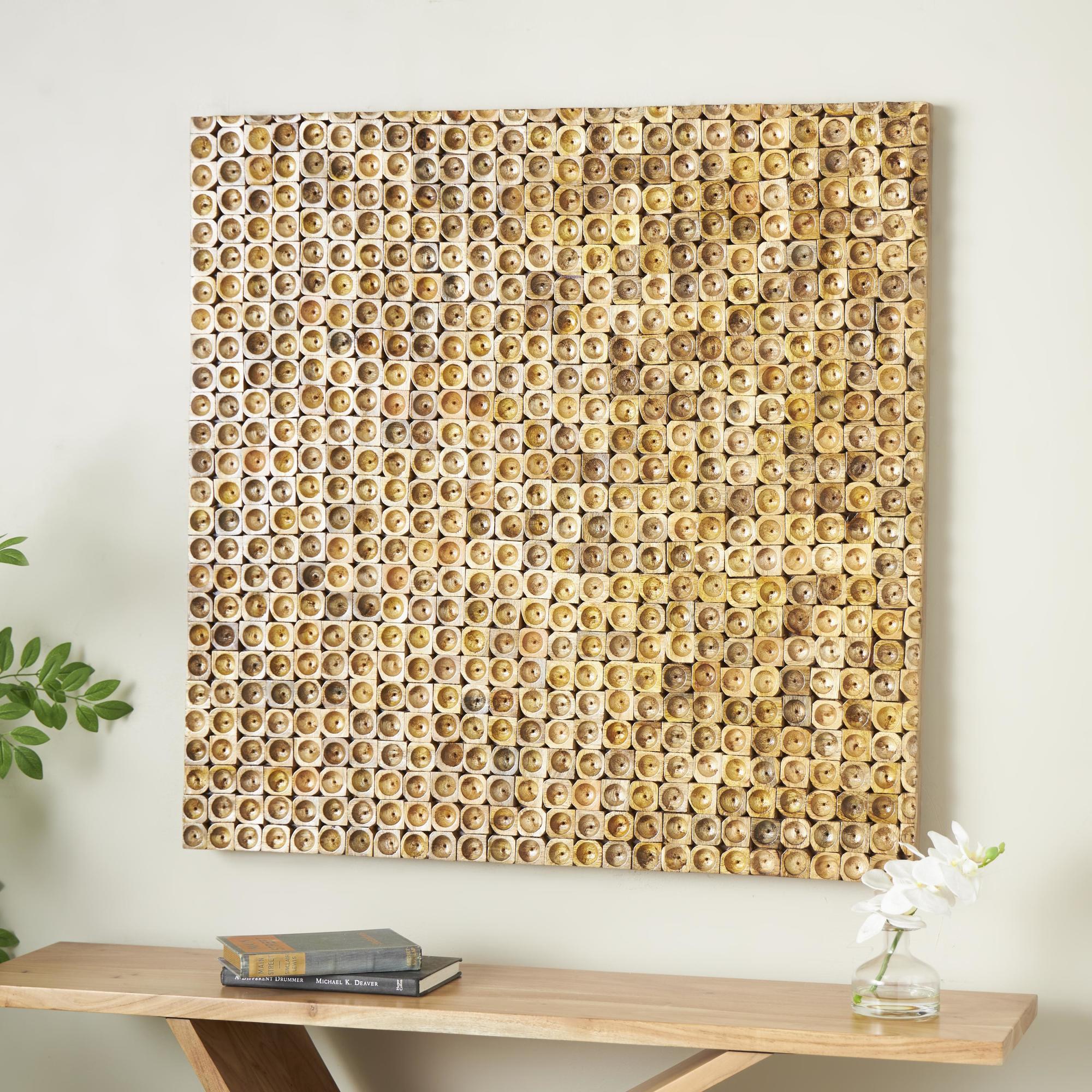 Abstract Brown Mango Wood Handmade Stacked Tree Trunks Home Wall Decor