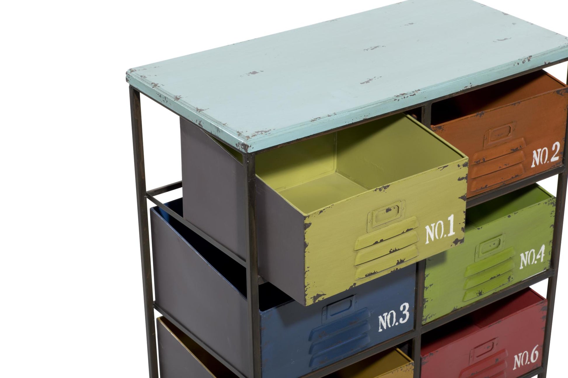 Multi Colored Metal 6 Drawer Room Storage Unit