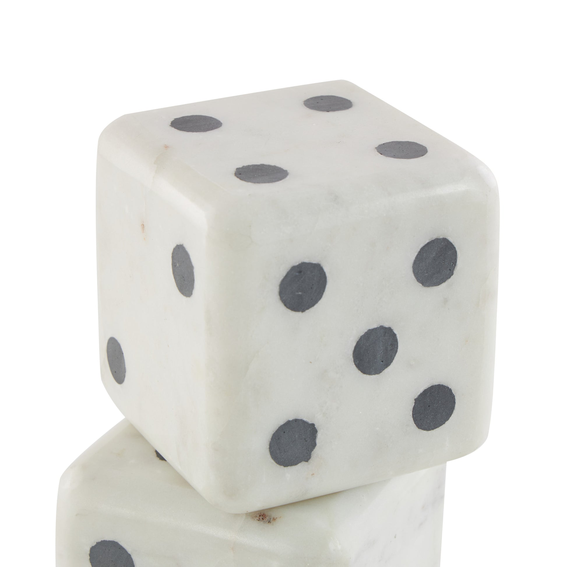 Set of 2 Marble Dice Decorative Bookends with White Accents Set of 2 4"W, 4"H