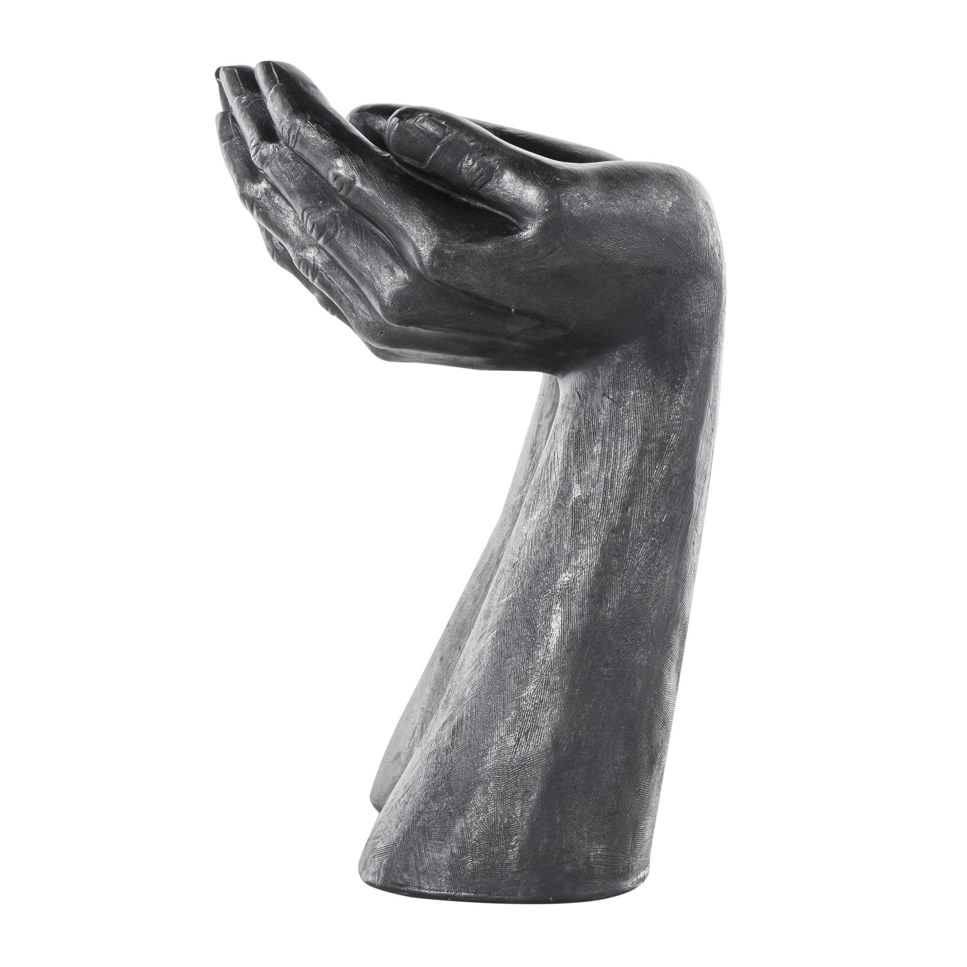 Hands Black Polystone Open Decorative Sculpture