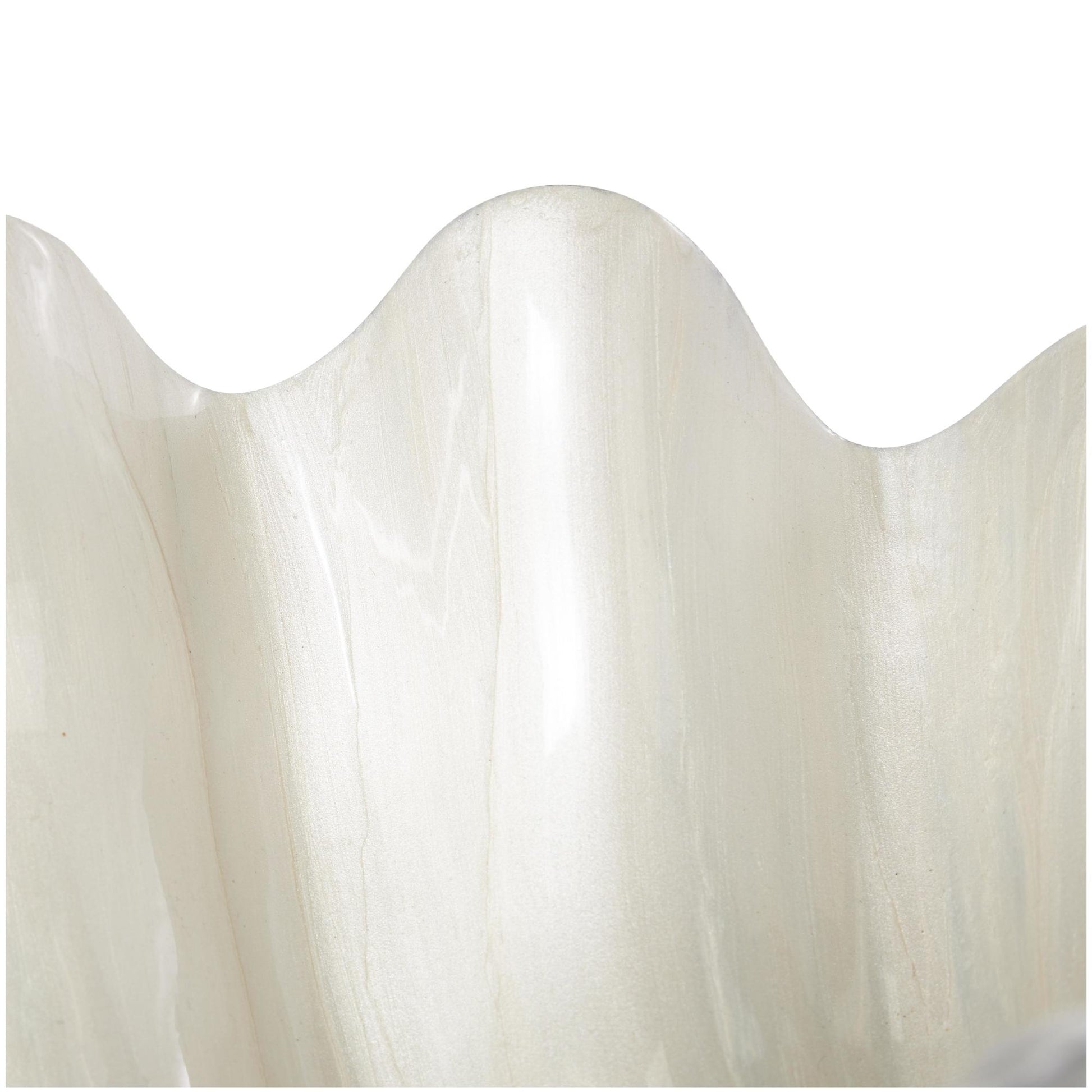 Set of 2 Shell Aluminum Metal Enameled Large Decorative Bowl with Silver Metal Exterior