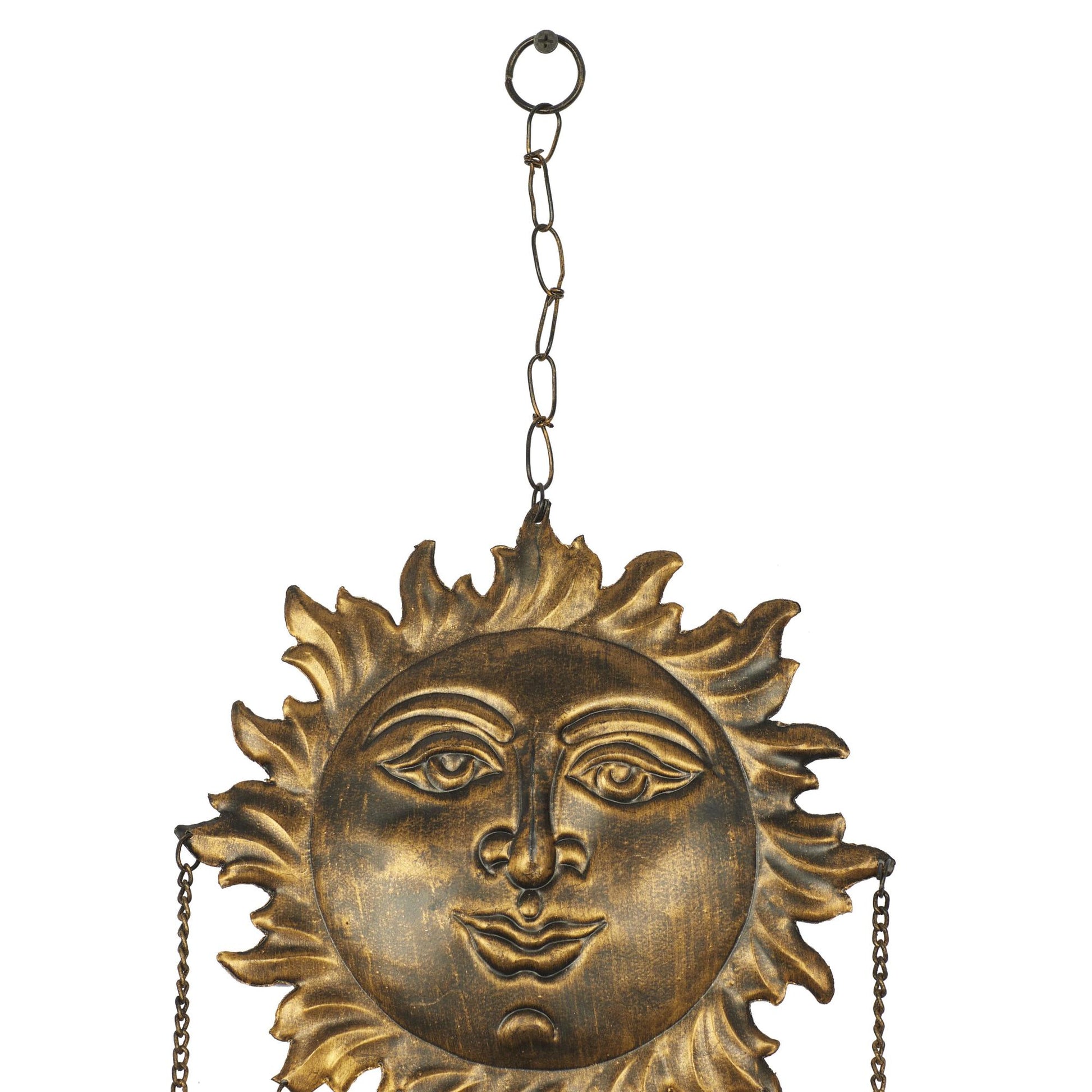 Sun Brass Metal Indoor Outdoor Windchime with Beads