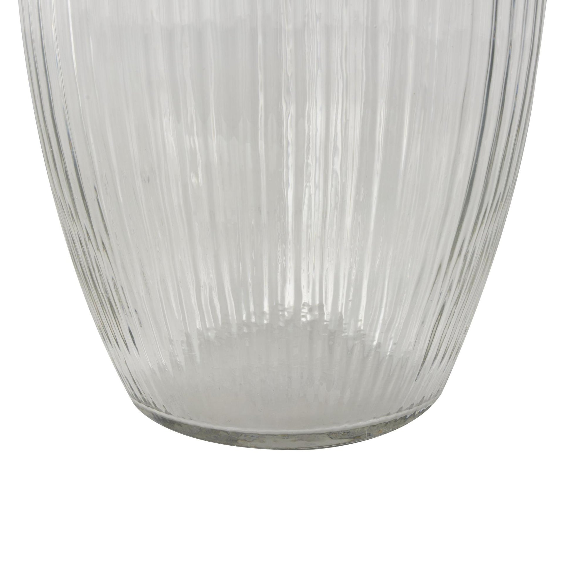 Glass Ribbed Fluted Decorative Vase 6" x 6" x 9"