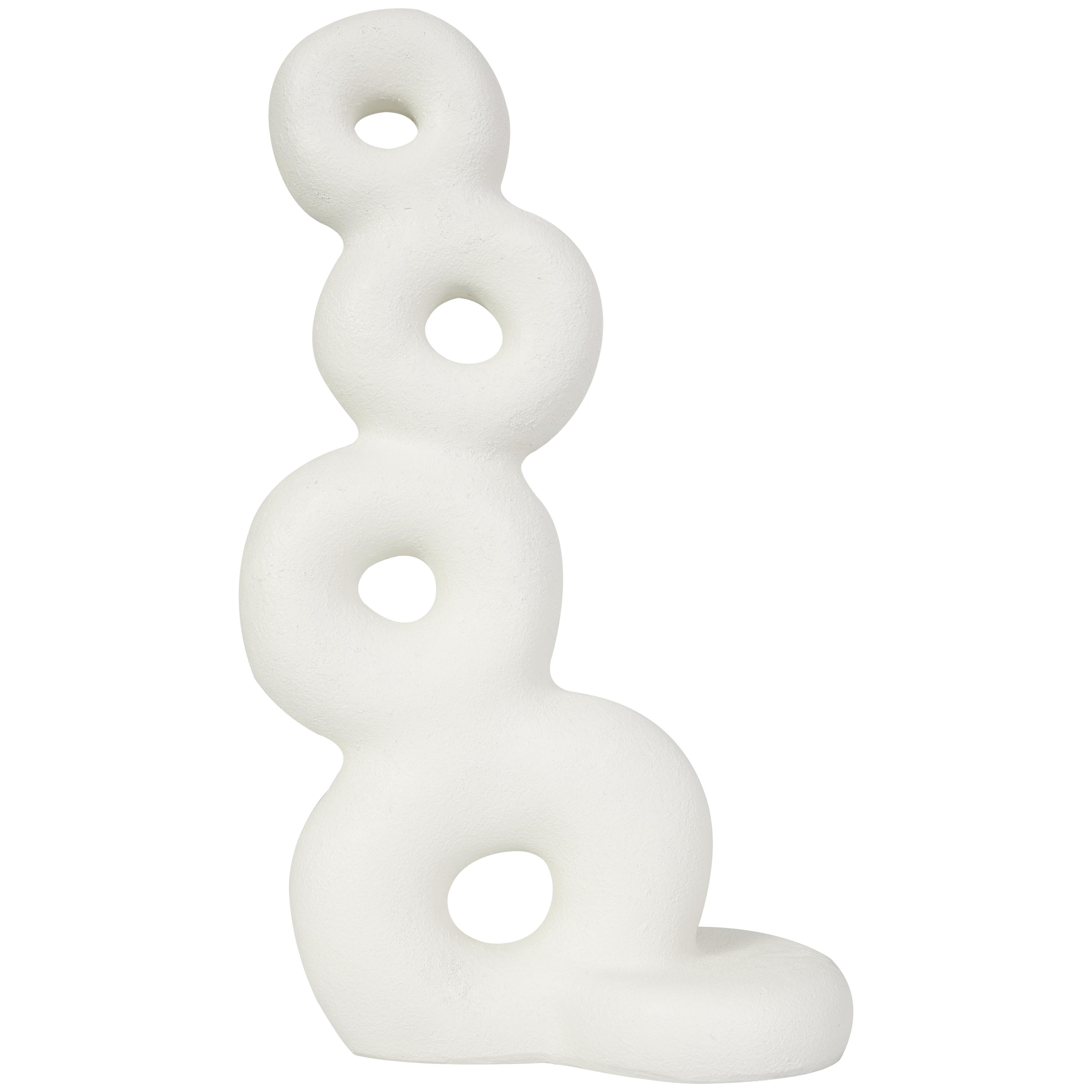 Abstract White Resin Stacked Circle Ring Decorative Sculpture
