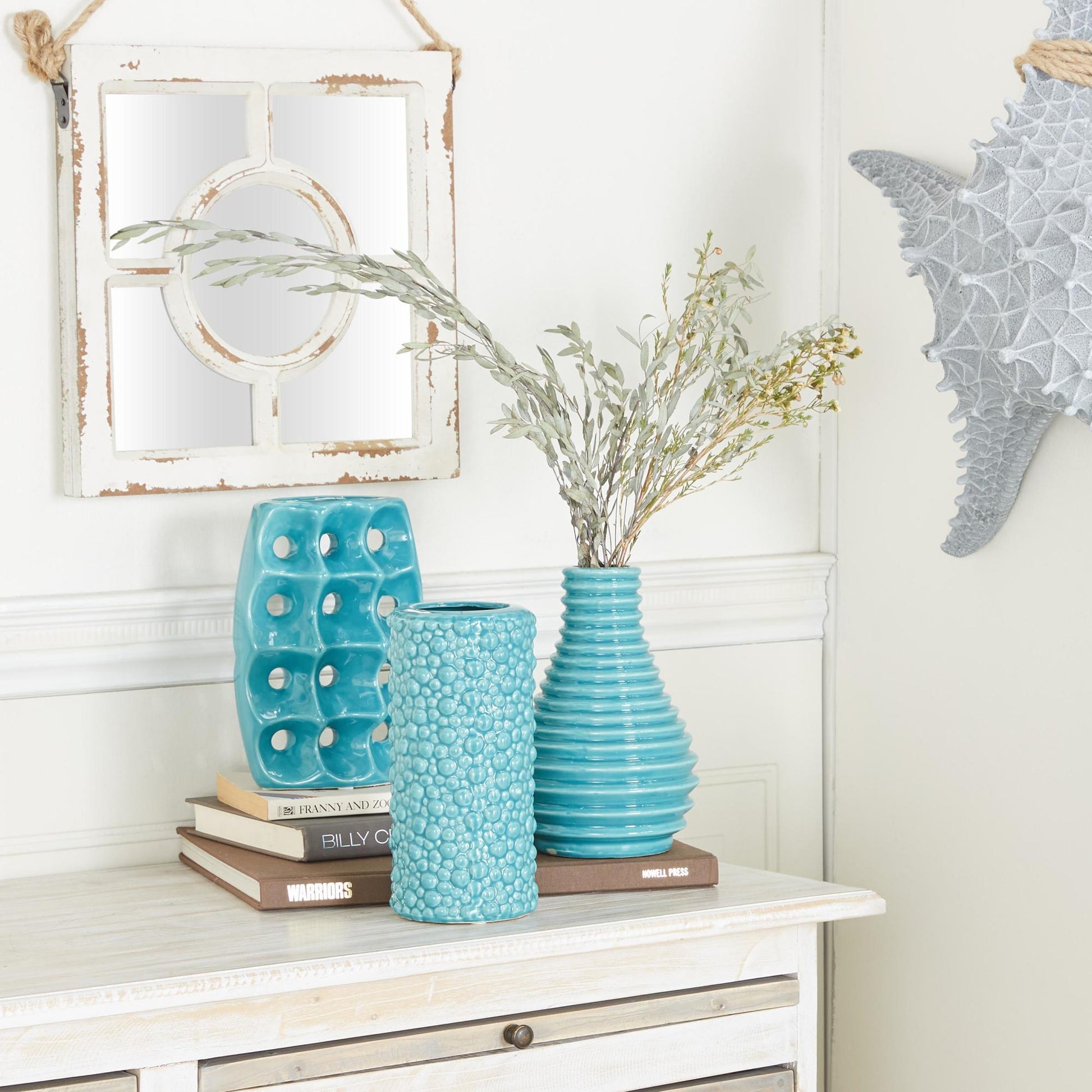 Set of 3 Ceramic Decorative Vase with Varying Patterns