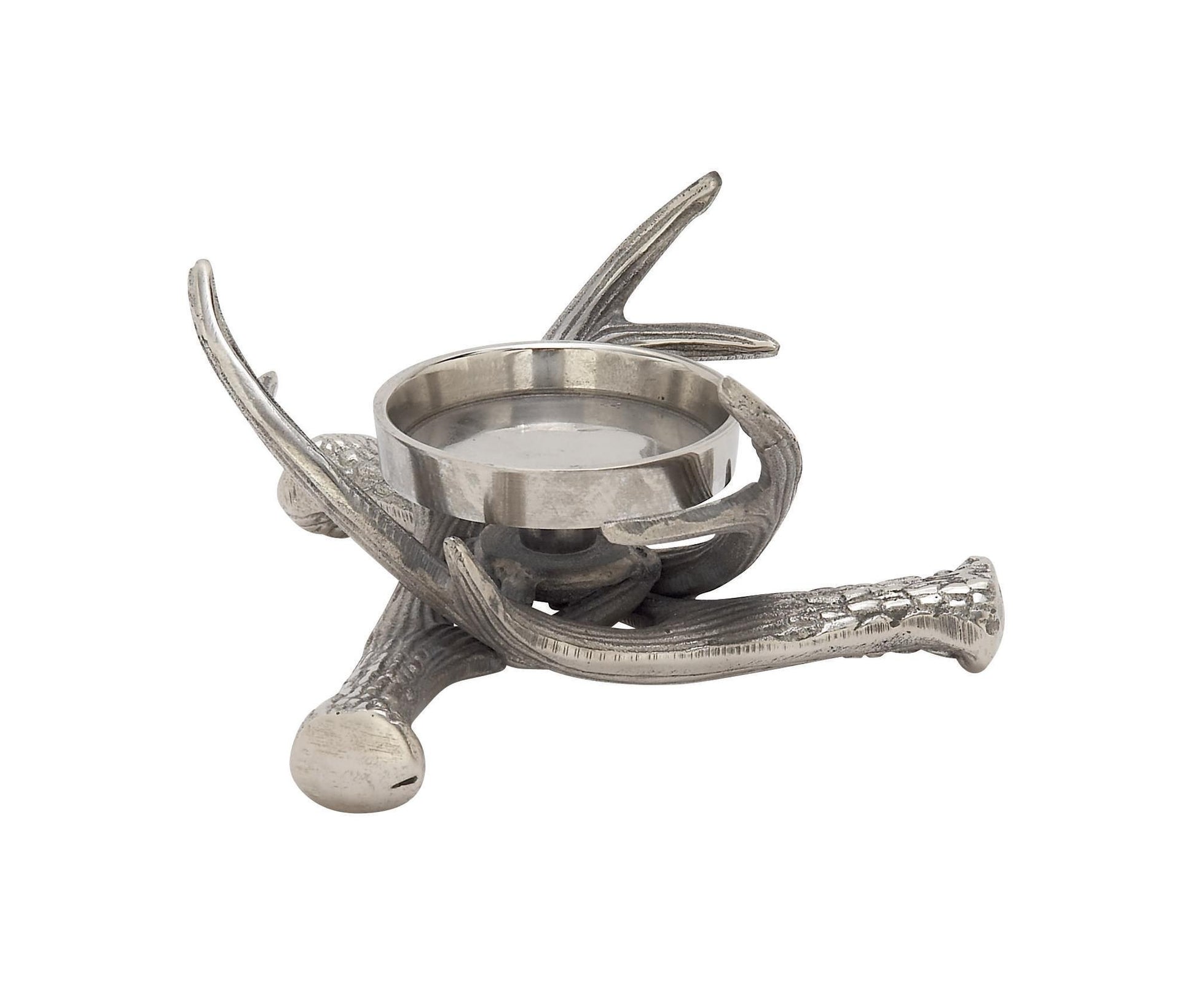 Silver Aluminum Metal Antler Decorative Candle Holder