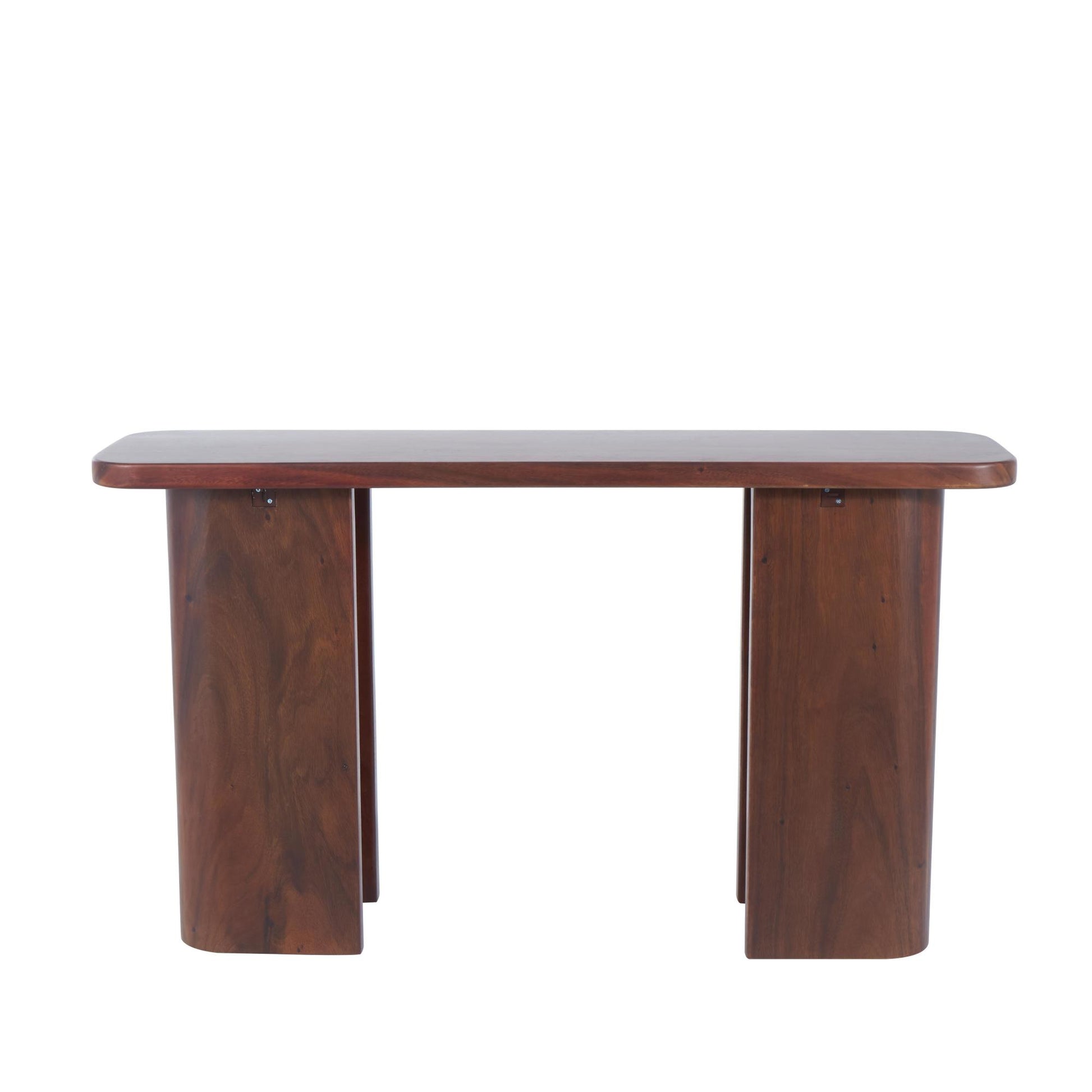 Dark Brown Wood Rectangular Living Room Console Table with Curved Legs Panels