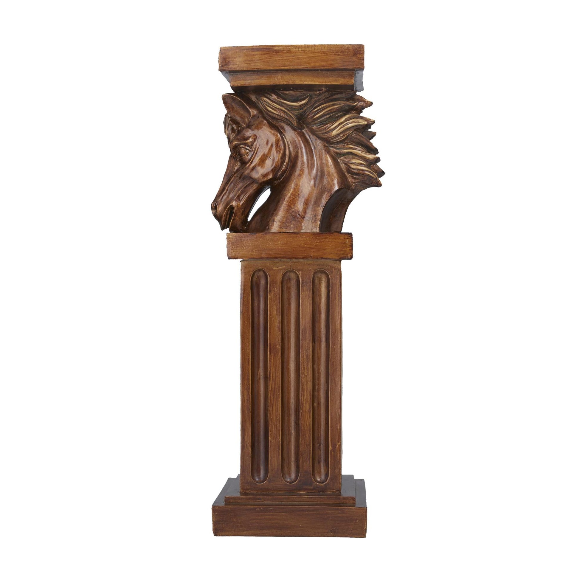 Horse Brown Polystone Side End Pedestal Table