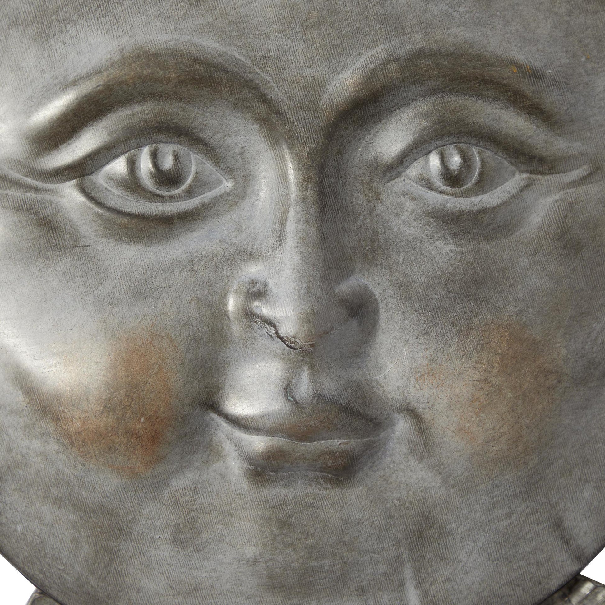 Sun Gray Metal Indoor Outdoor Face Home Wall Decor with Ribbed Detailing