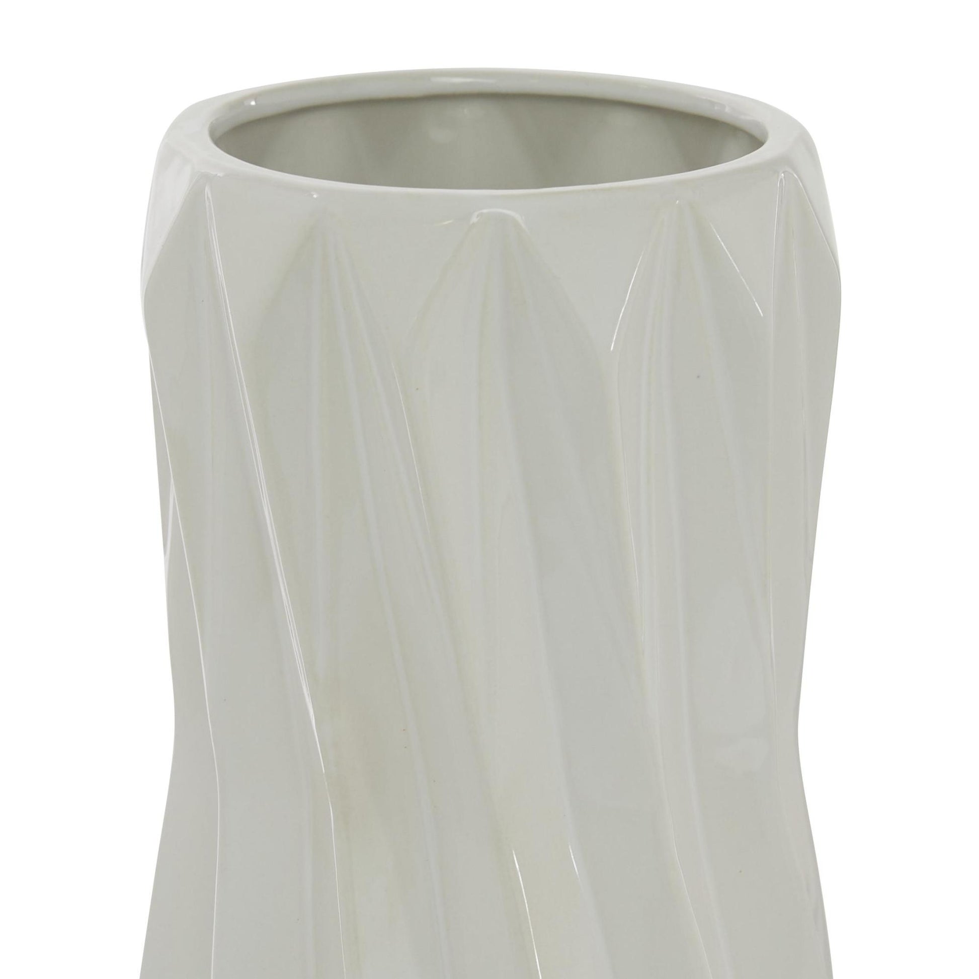 White Ceramic Geometric Decorative Vase