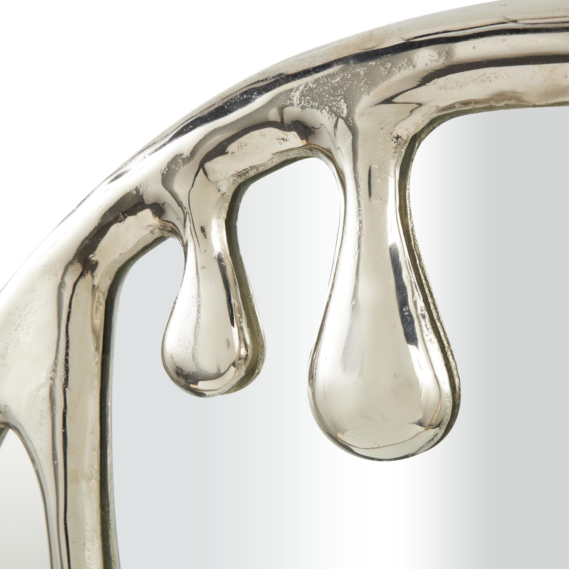 Abstract Aluminum Metal Drip Room Wall Mirror with Melting Designed Frame