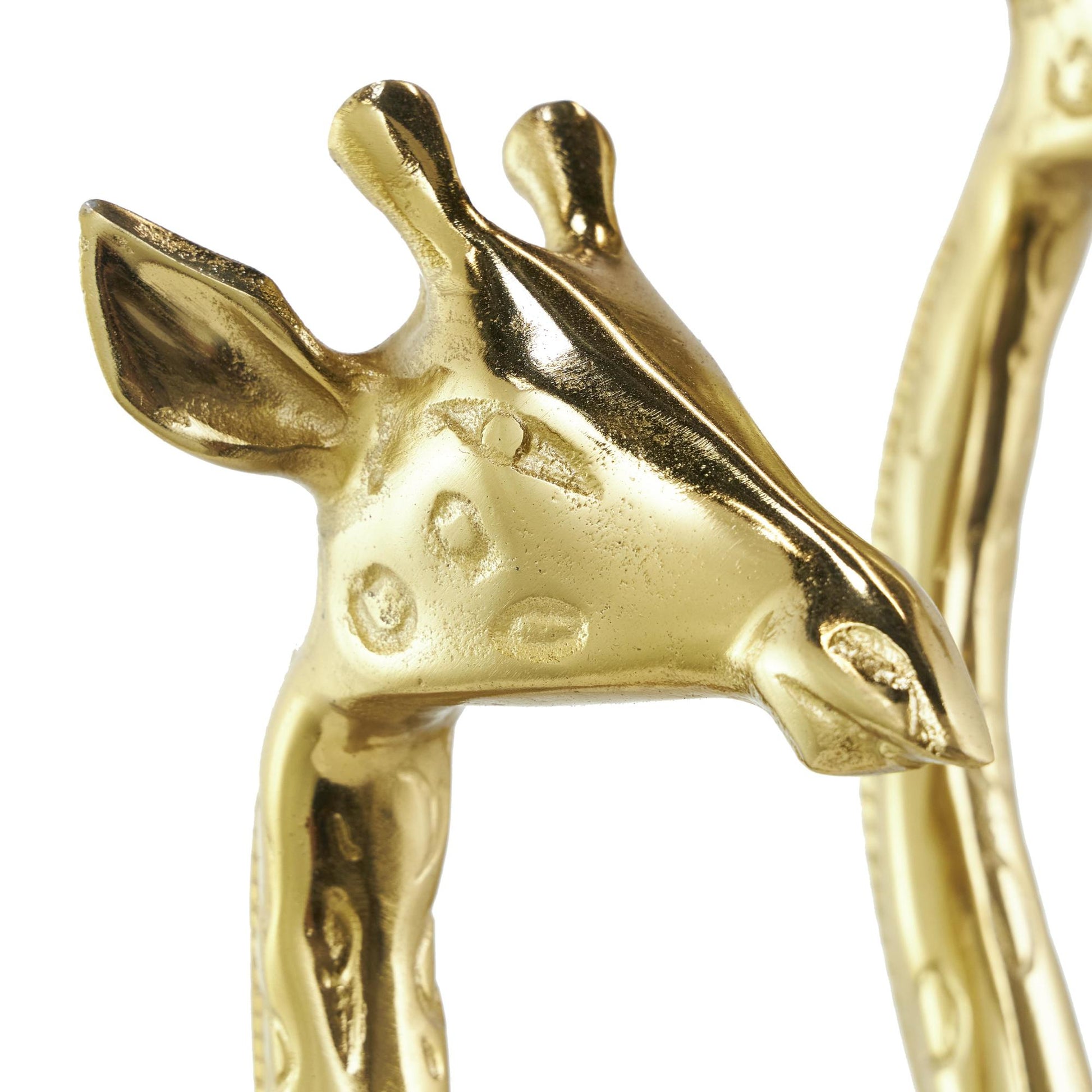 Set of 2 Giraffe Gold Aluminum Metal Decorative Sculpture